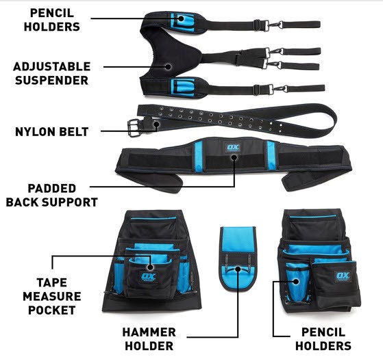 OX Pro Framing Tool Belt with Suspenders / Brand New **FREE SHIPPING**