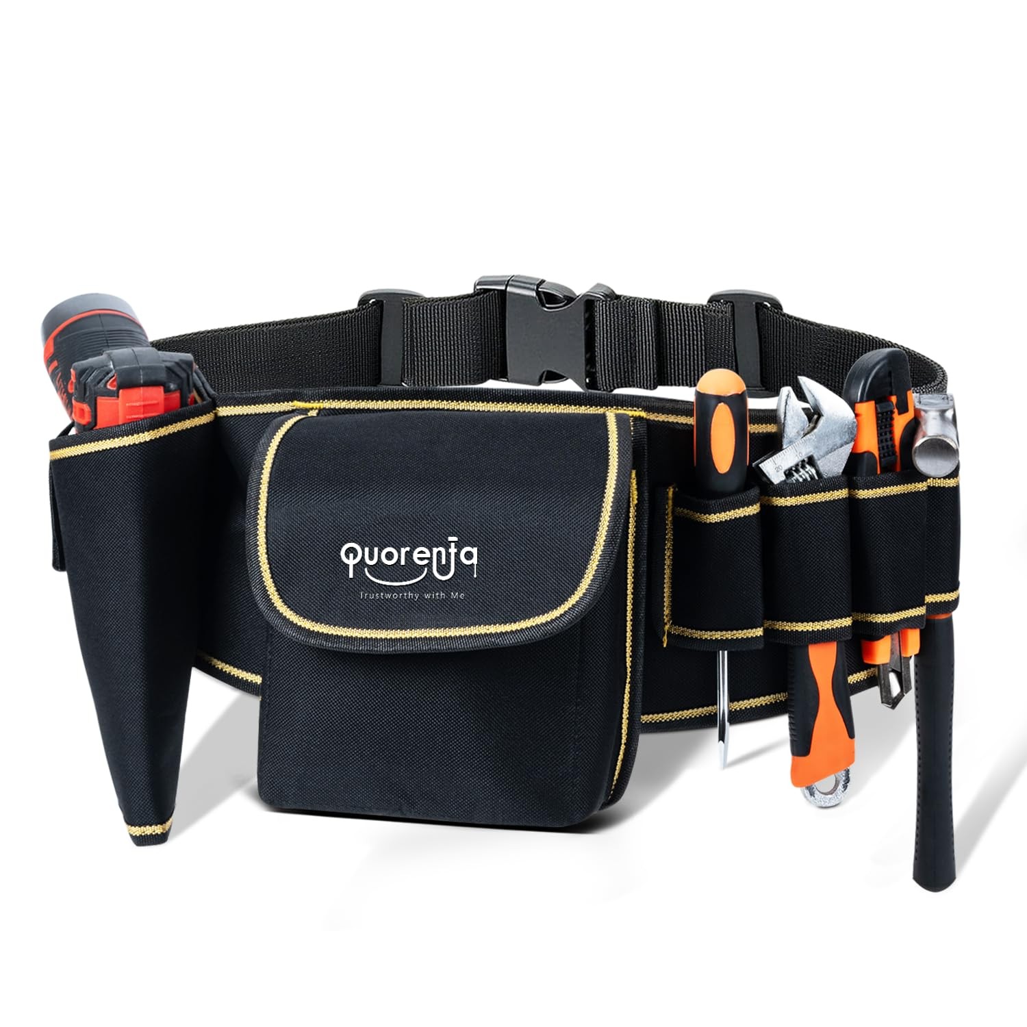 Mens Tool Belt 7Pocket Construction Electrician Adjustable Waist Drill Pouch