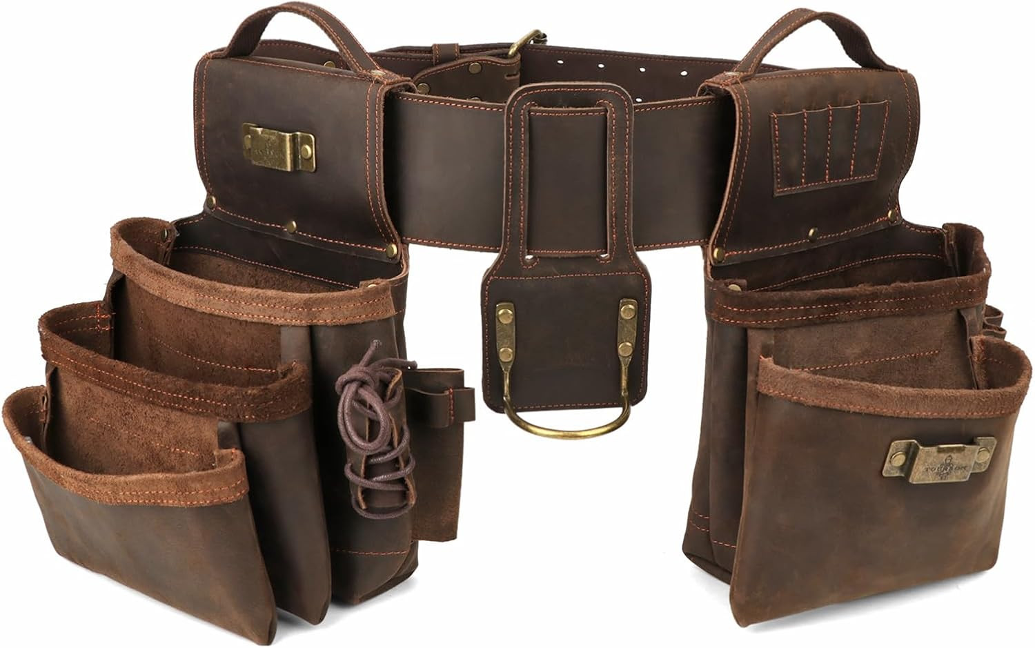 Genuine Leather Tool Belt Carpentry Multipurpose Rig Pockets Organizer Electrici