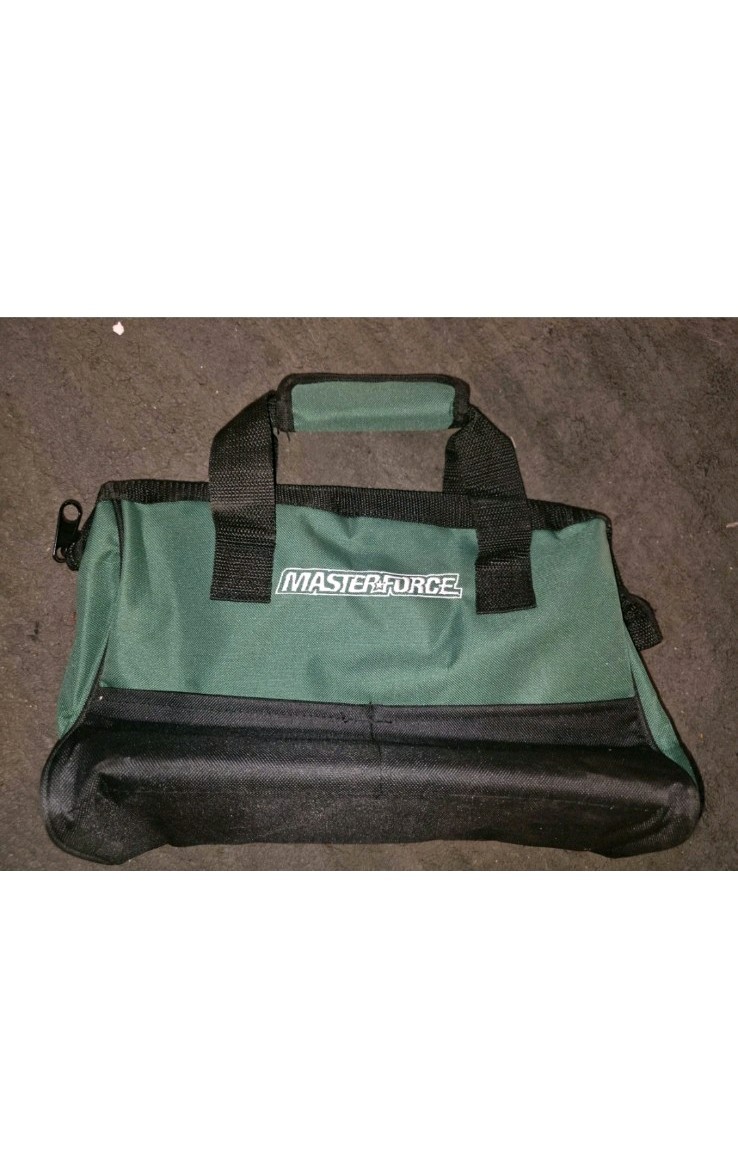 Master Force 15″ Inch Tool Bag Zipper Carrying Straps Contractors Bag Green