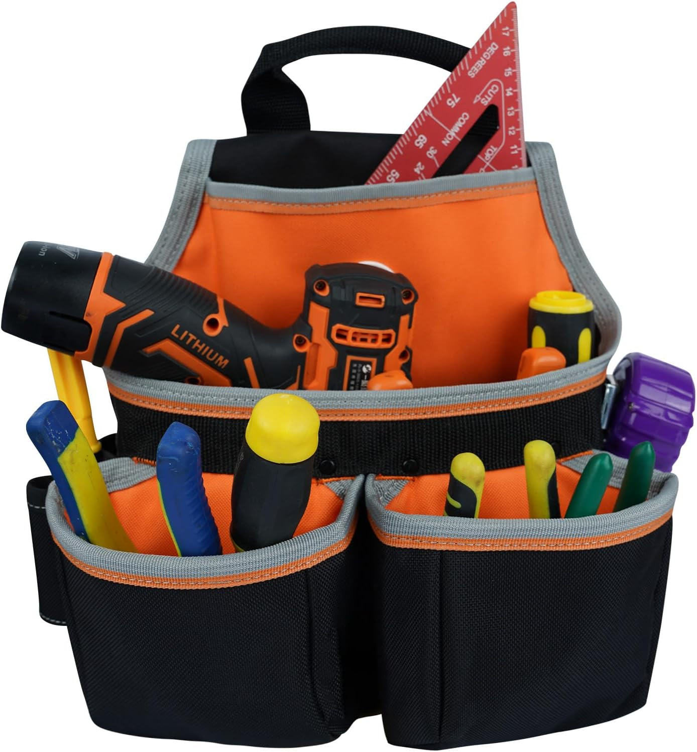 20-216 Multiple Large Pockets Tool Belts for Men with Suspenders, 4″ Padded Tool