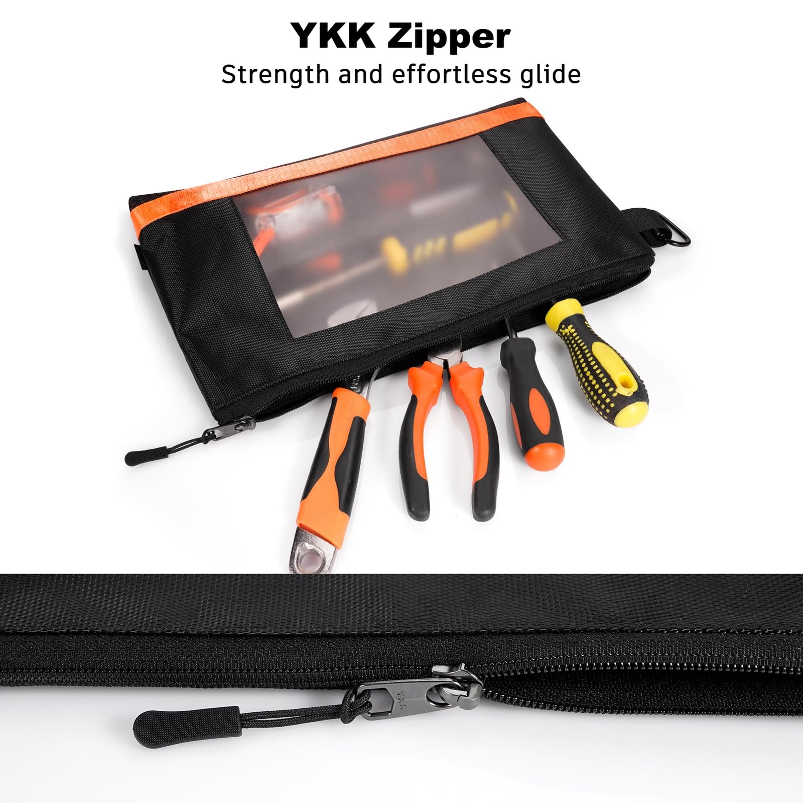 13″ Tool Pouches with Zipper, Heavy Duty Small Tool Bag with Visible Window, …