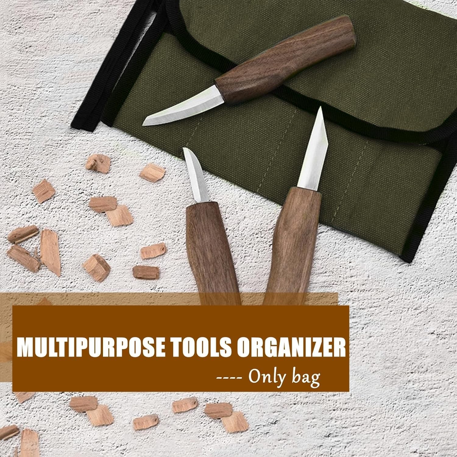 BLIRITEL Small Canvas Chisel Roll, Chisels Bag Tool Organizer with Army Green