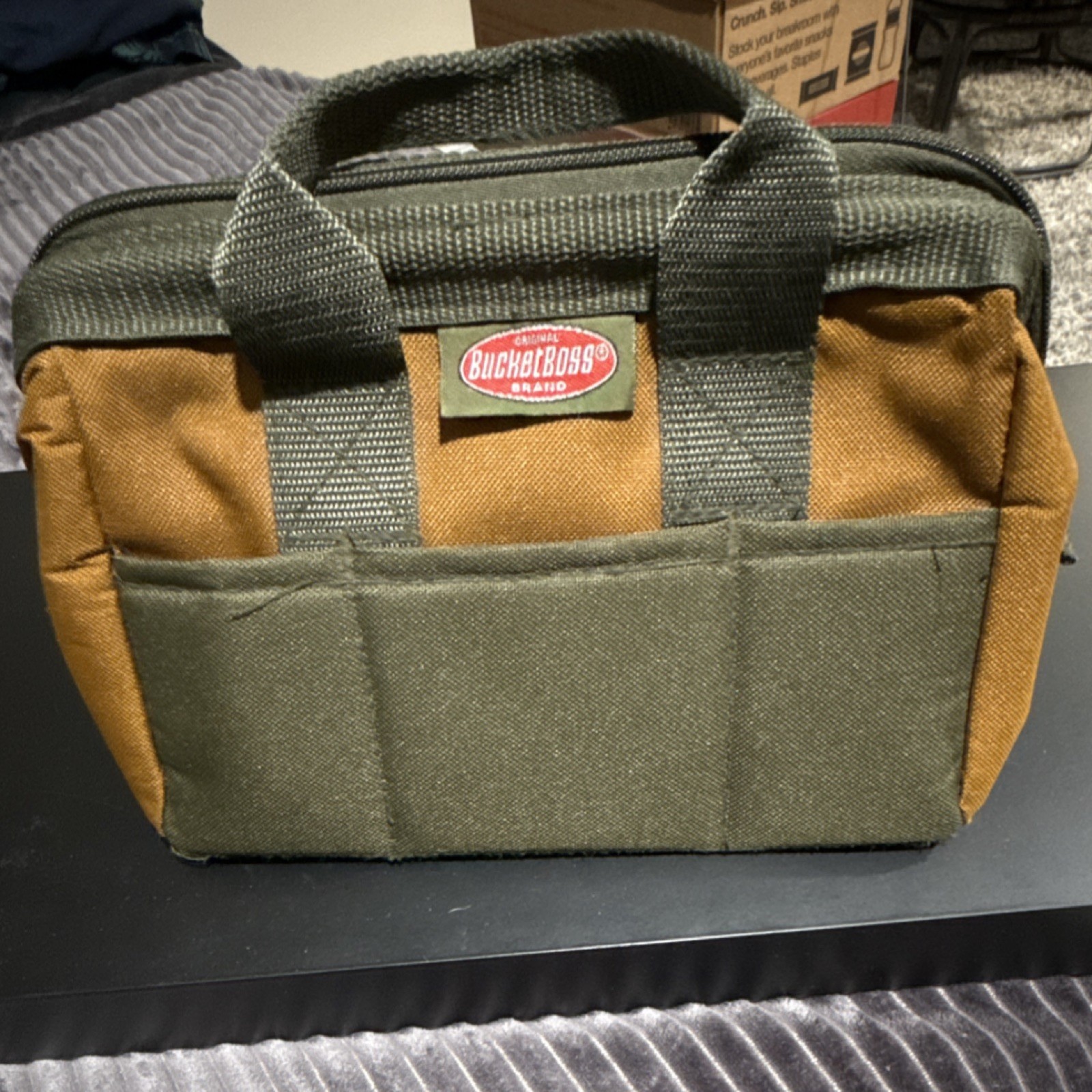 Bucket Boss Classic Canvas Tool Bag Green Brown Padded Handle