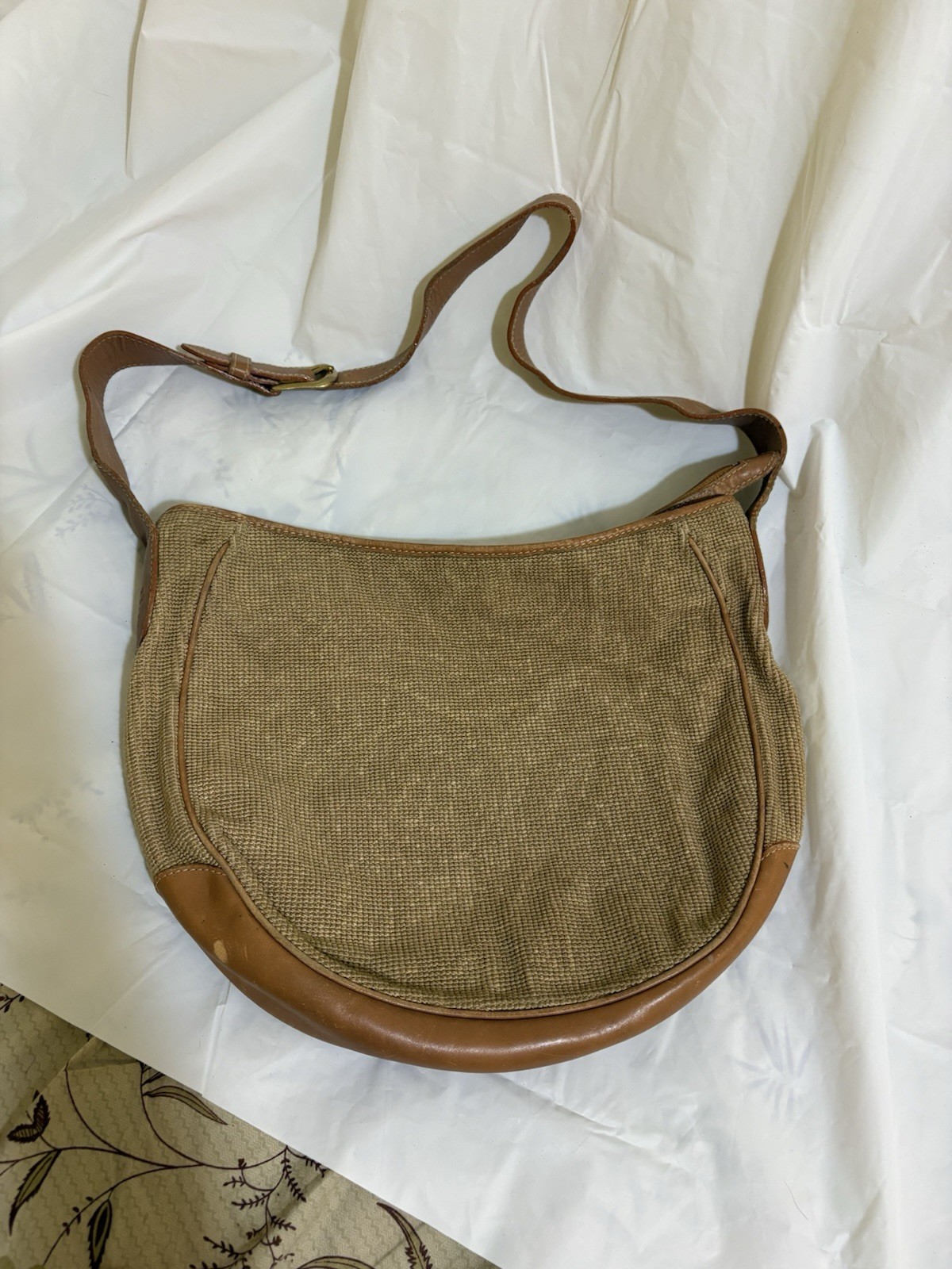 McGuire Nicholas Canvas Leather Tool Bag Shoulder Utility Bag Tan Workwear