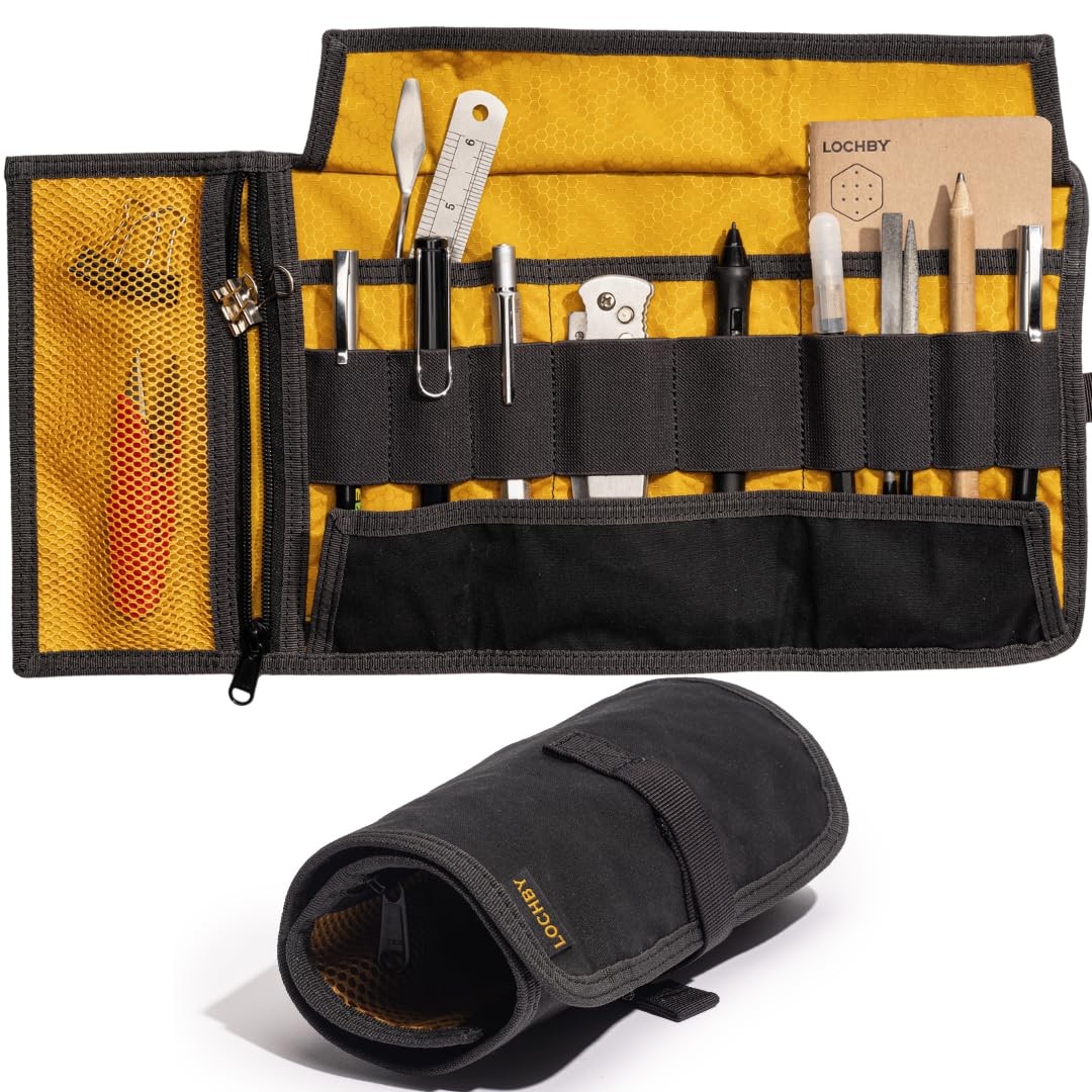 LOCHBY® Art Electronic Organizer | EDC Roll-Up Tool Bag for Pen Lovers Tech
