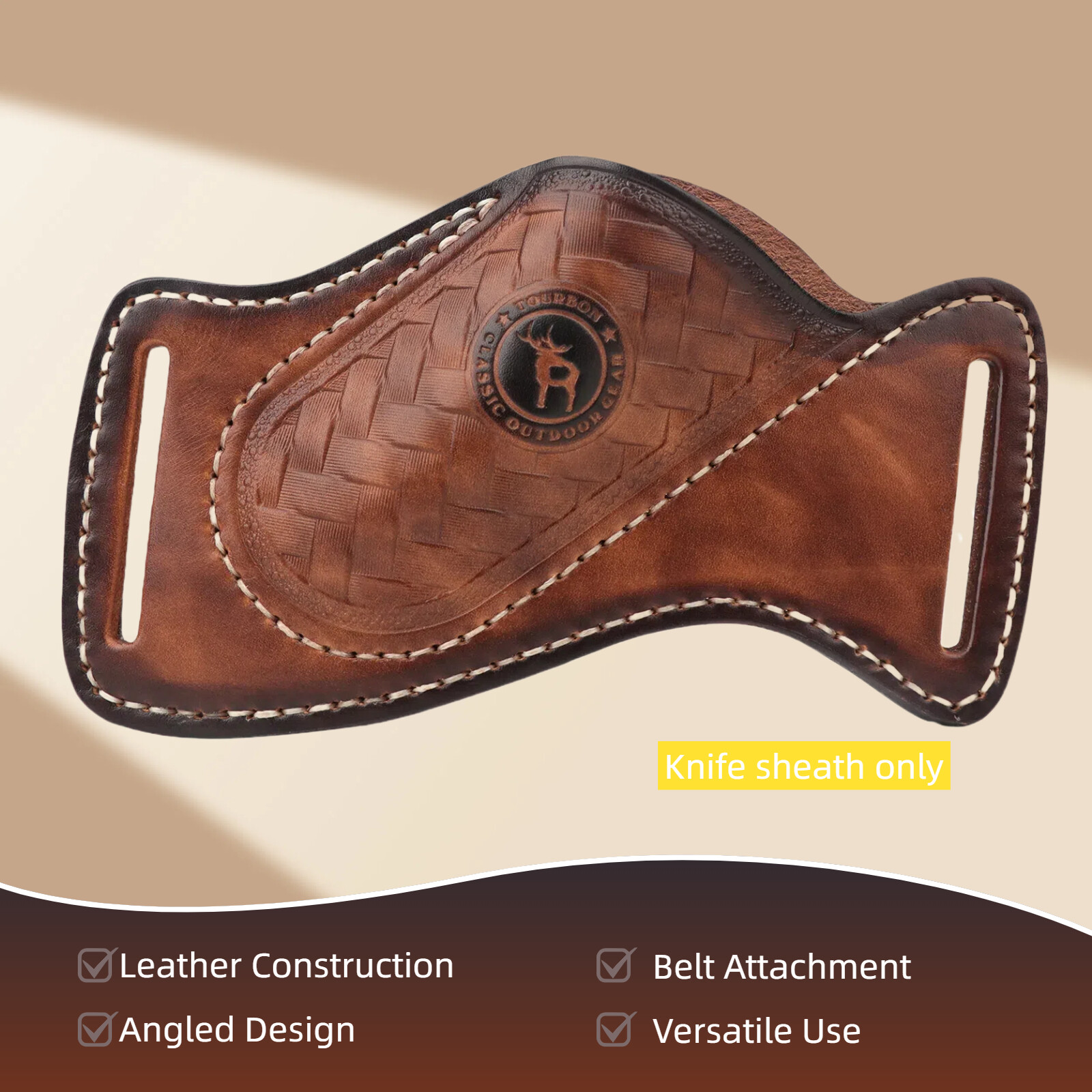 TOURBON Leather Sheath for Camping Knife – Belt Holster Pouch for EDC Pocket