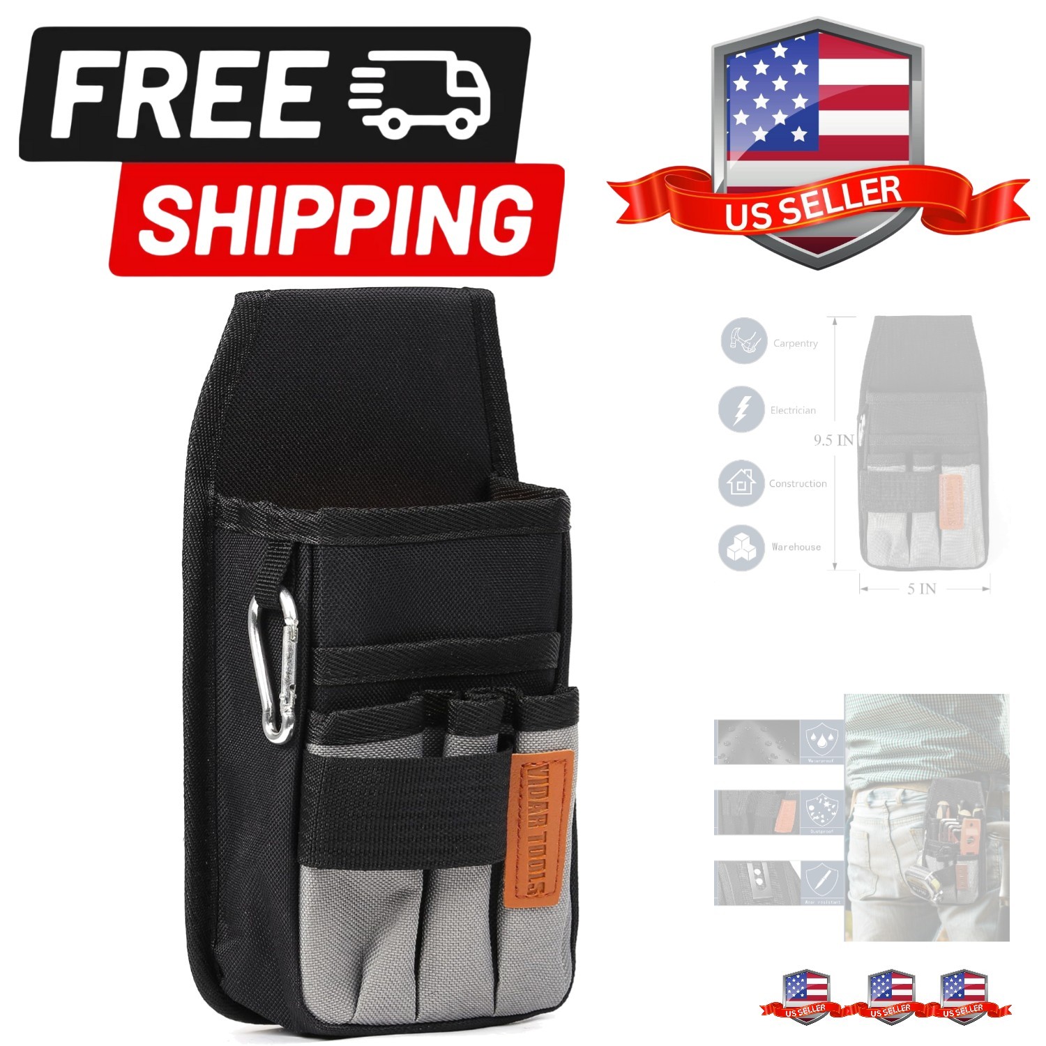 Small Tool Pouch with Belt Clip,Tool Belt Pouches,Electrician Tool Pouch.Mini…