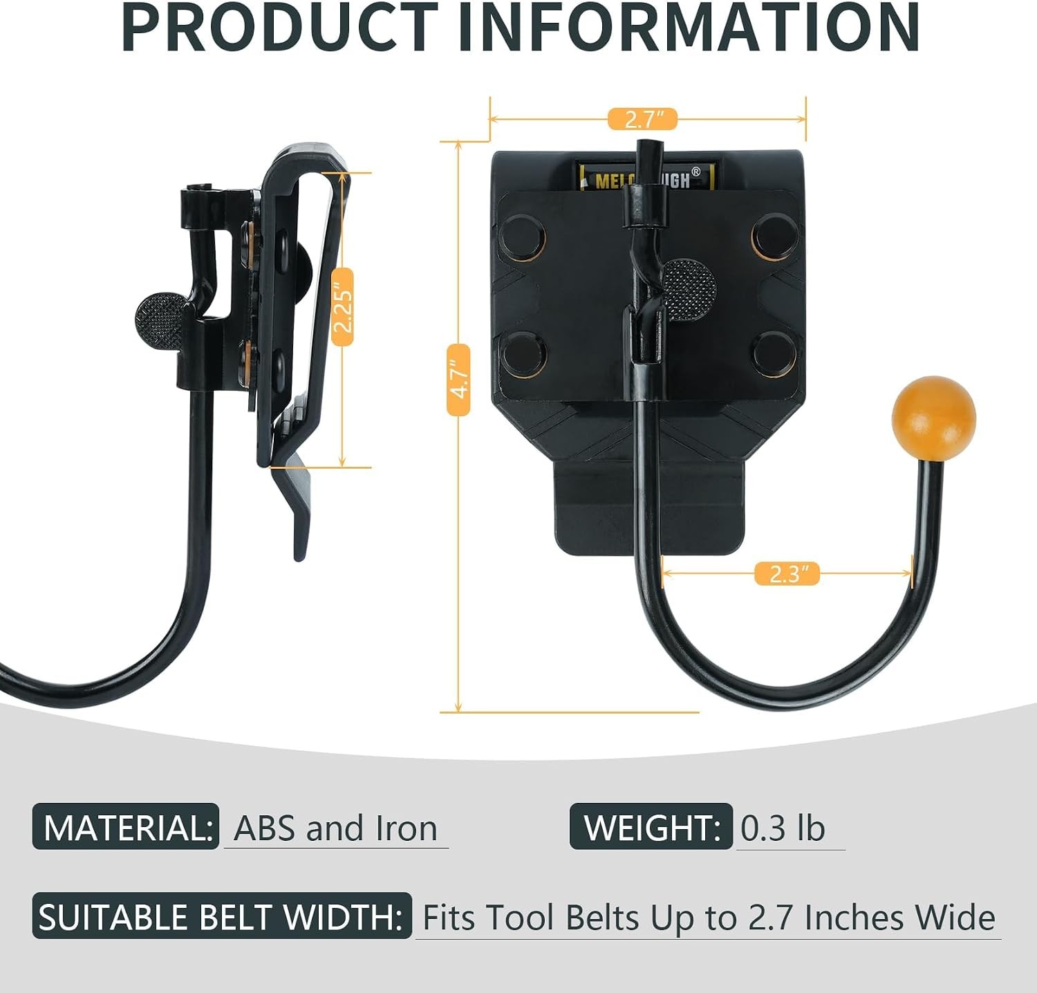 MELOTOUGH Tool Belt Hook Tool Holster Drill Holder Single