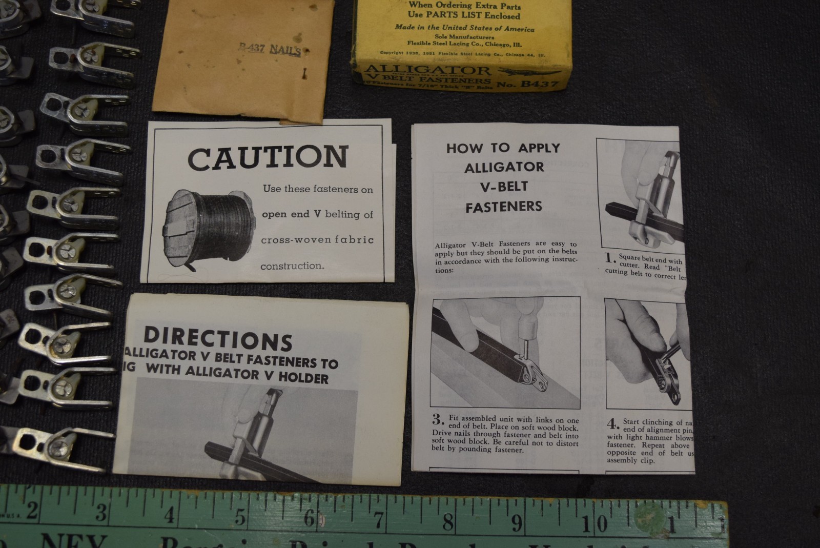 NOS Alligator No. B-437 “B” Section V Belt Fasteners-Sealed pack of 10 ORIGINAL