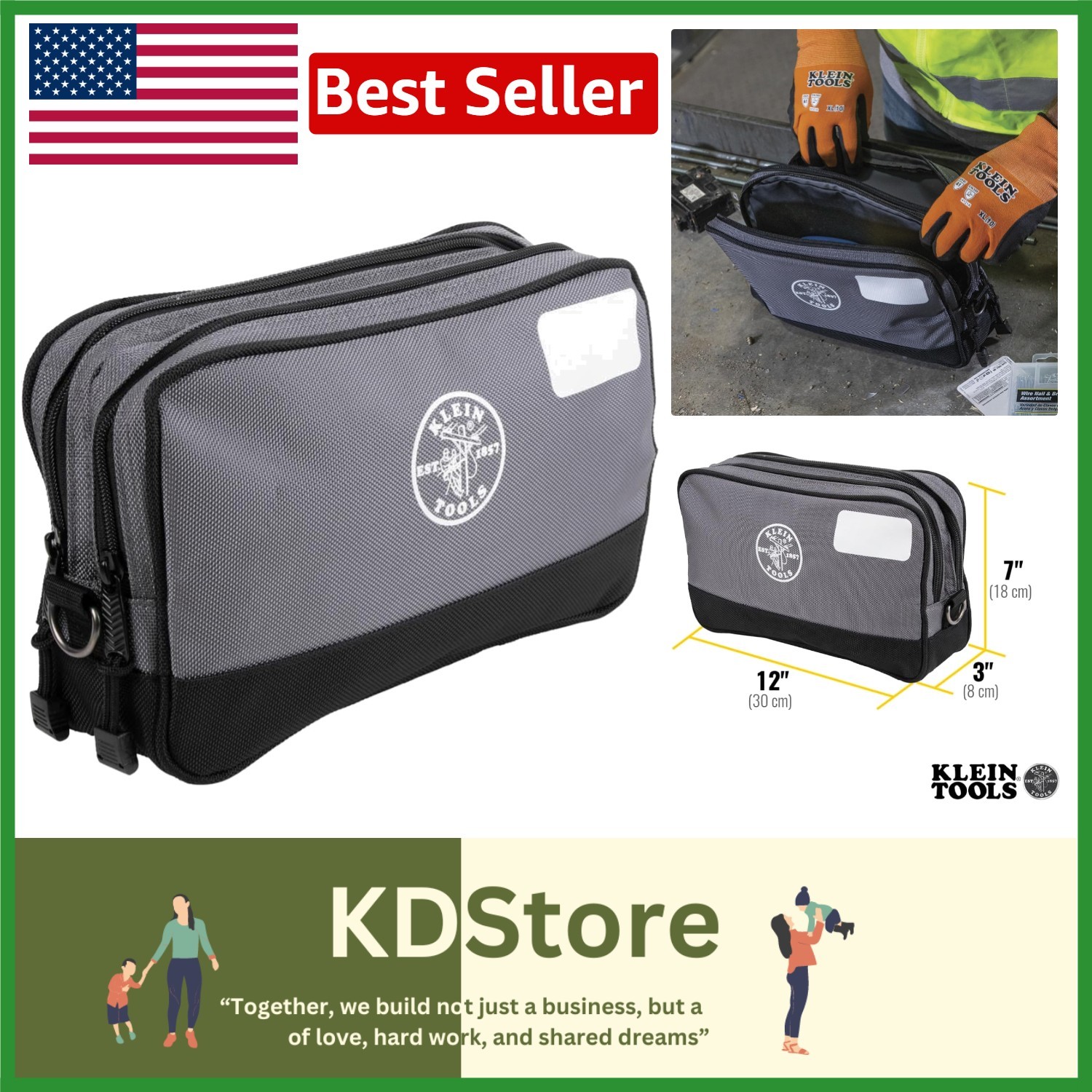 Heavy-Duty 12″ Tool Pouch with Dual Compartments for Easy Organization