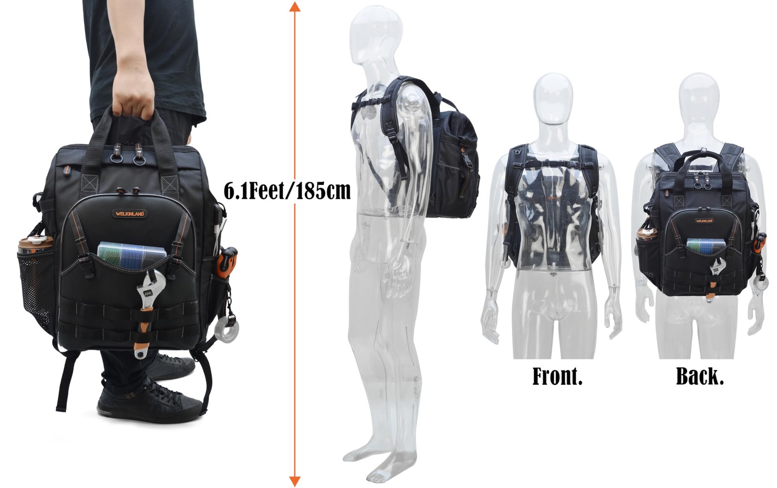 55-Pockets Tool backpack, Tool bag backpack, Backpack tool bag, Tool back pac…
