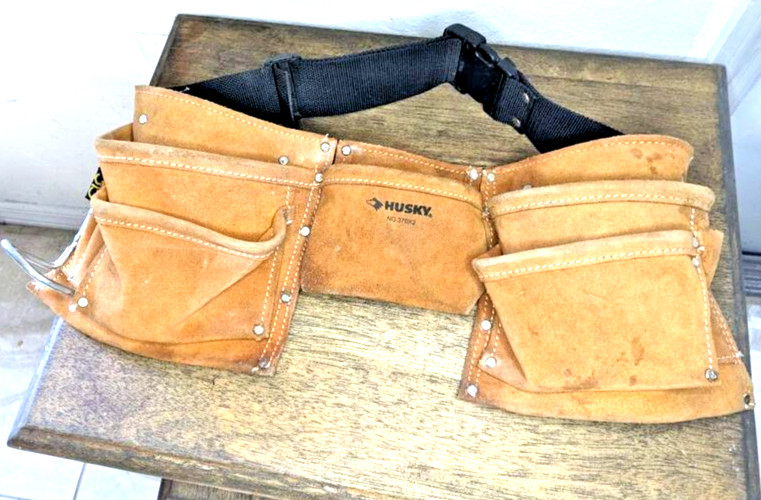 HUSKY NO 370X2 Leather Utility Work Belt With Pouches