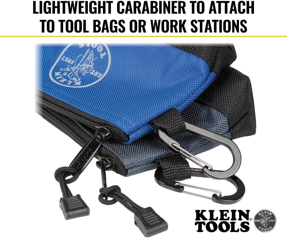 55559 Stand-Up Zipper Bag Tool Pouch with Carabiners, 7-Inch Blue and 14-Inch Gr
