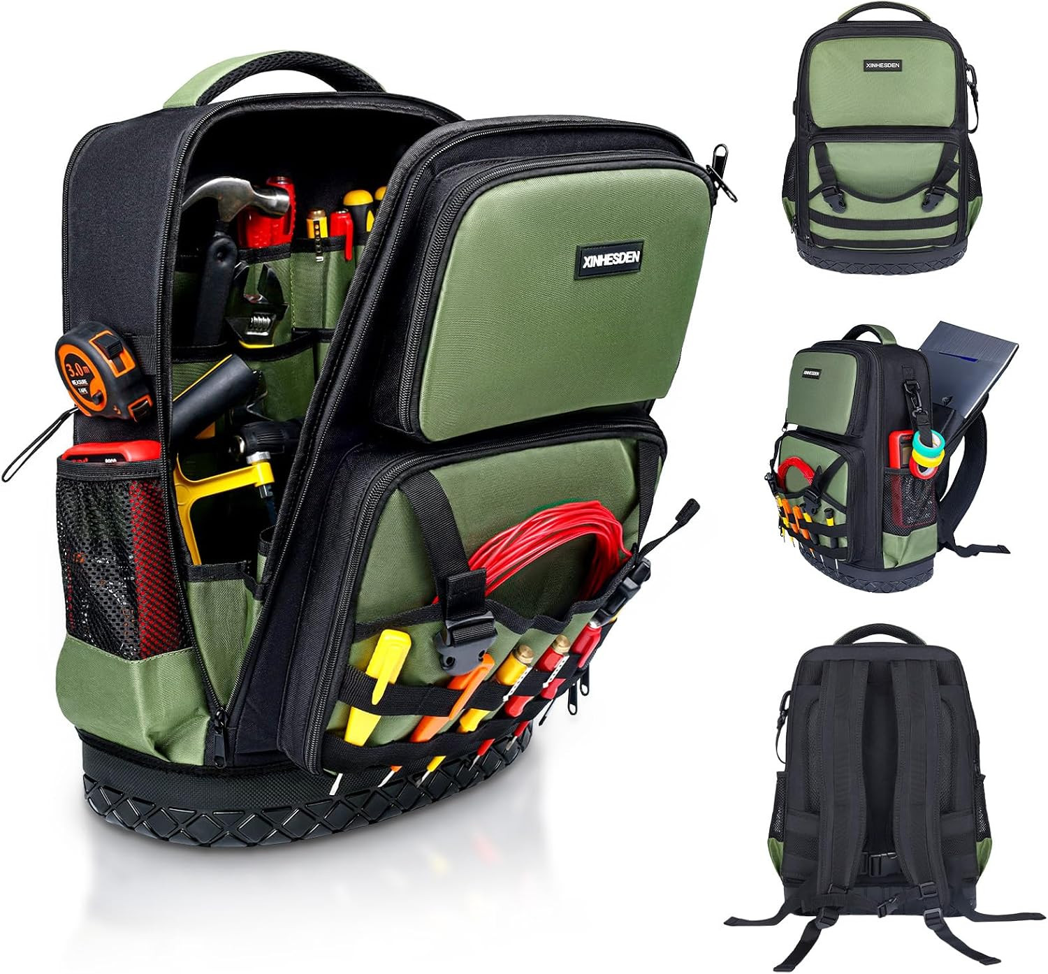 Tool Backpack Heavy Duty, Tool Bag Backpack for Men, Large Empty Toolbag Organiz