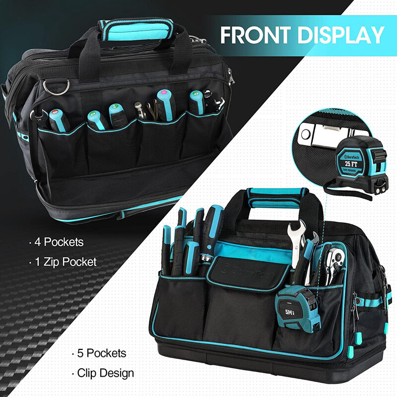 DURATECH Wide Mouth Tool Bag 17-in Large Storage 32 Pocket Bag Organizer w/Strap