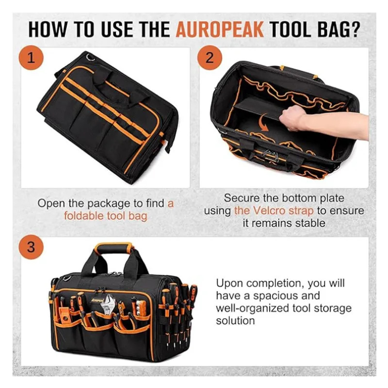 Tool Tote Bag Organizer for Electricians, Heavy Duty Tool Caddy