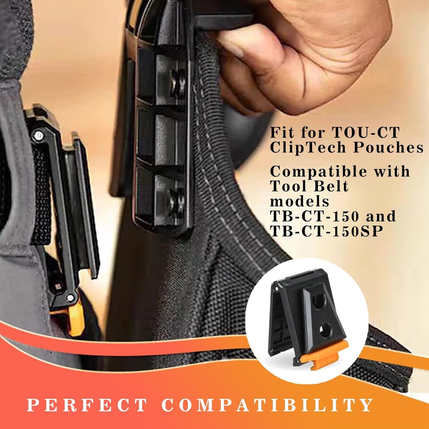 Tool Belt Clip for ToughBuilt Tool Belt & Pouches Compatible with TOU-CT Models