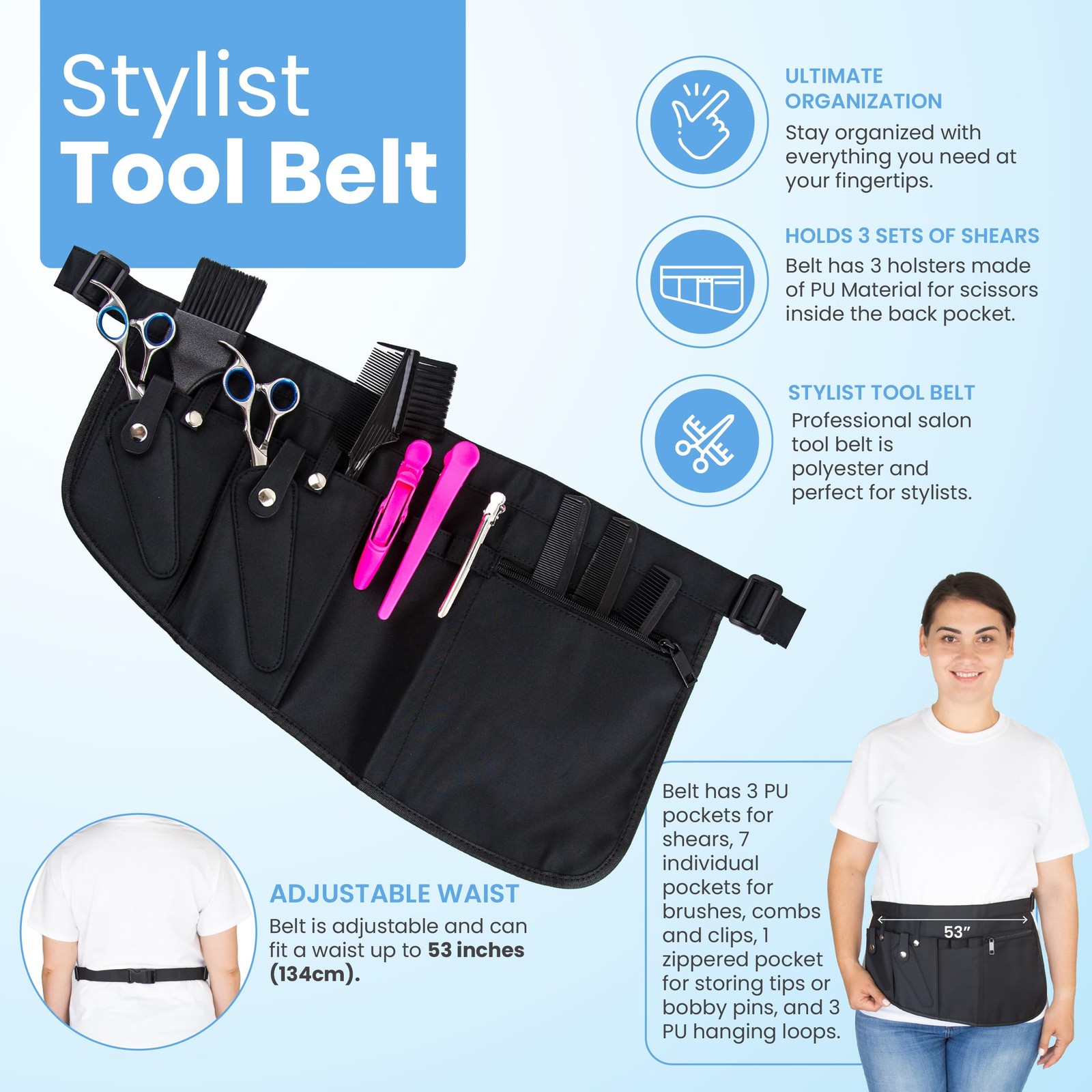 Stylist Tool Belt – Durable Polyester Tool Pouch Belt for Salon Stylists and …