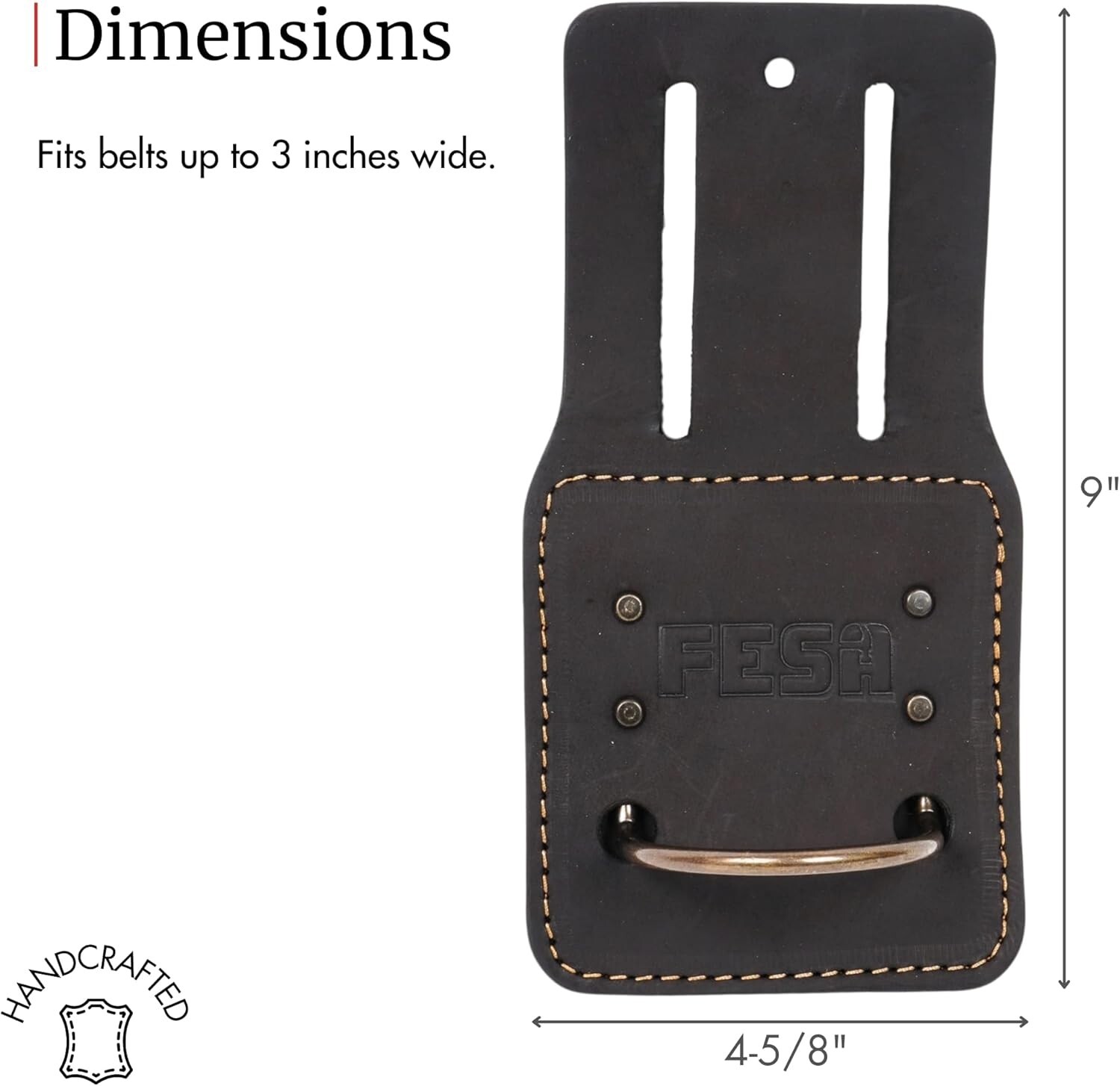 Leather Hammer Holder, Top Grain Leather, Steel Hammer Loop, Handcrafted