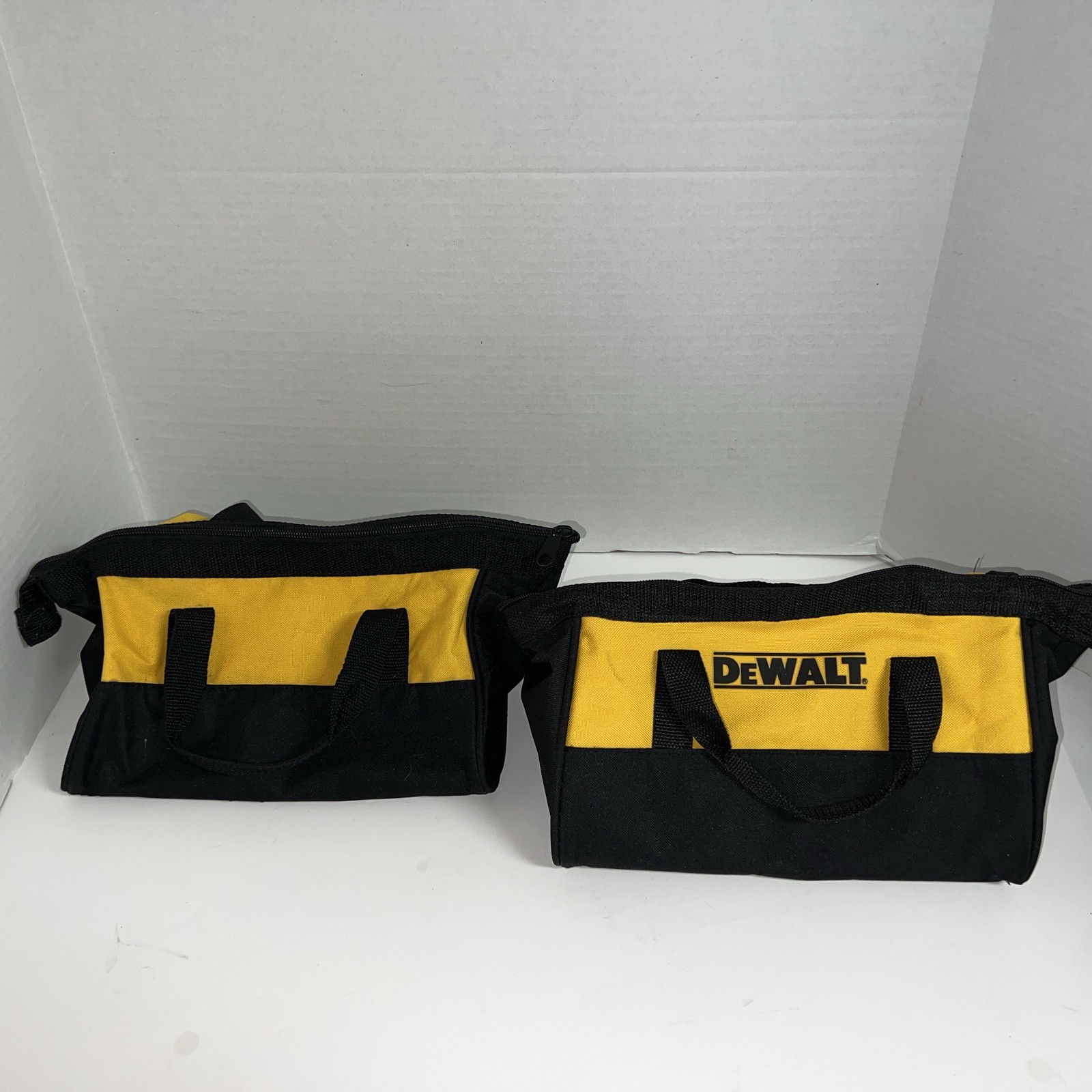 2 PC DEWALT THICK NYLON CONTRACTOR TRADESMAN TOOL CARRY BAG TOTE 11″ X 9″ X 7″