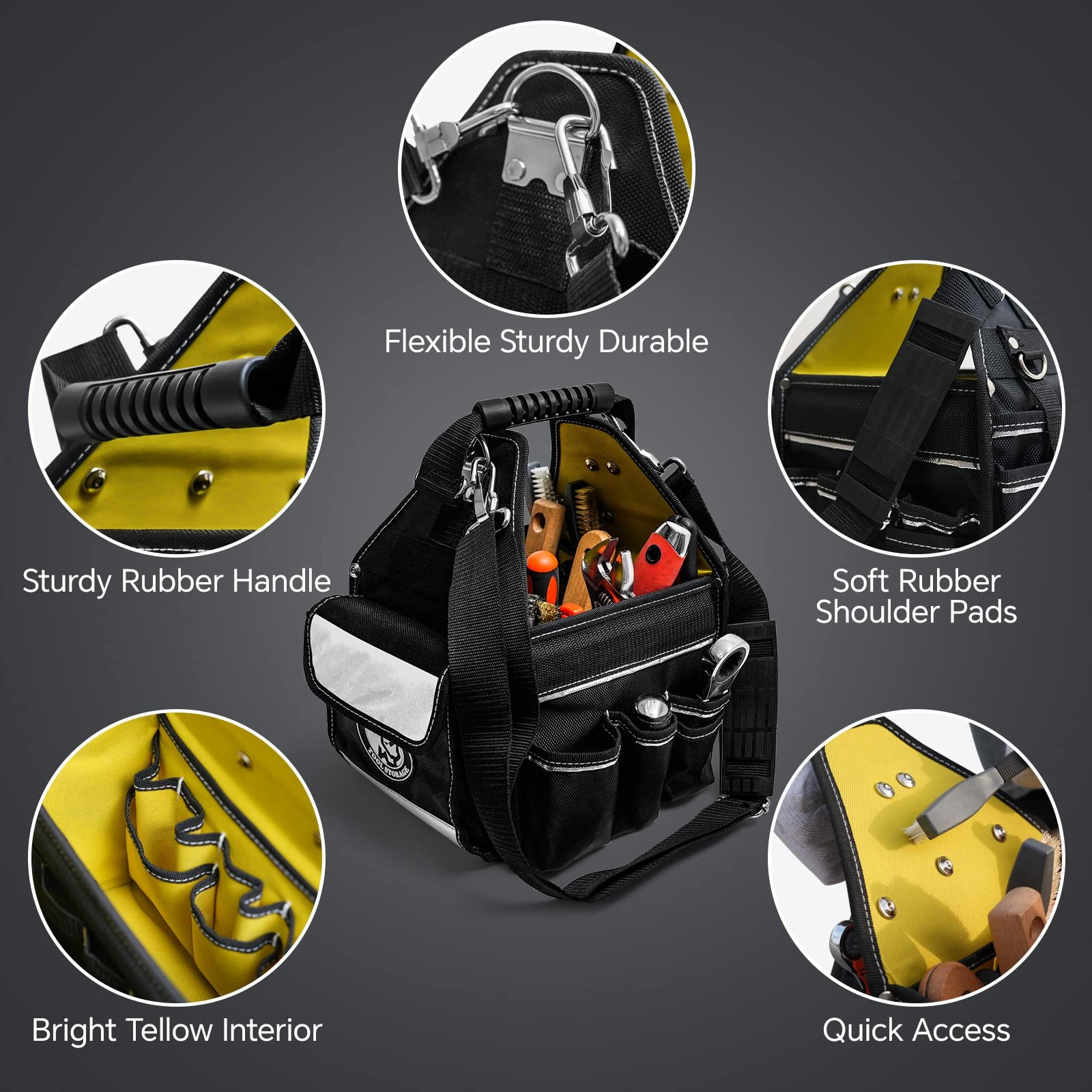 10 Inch Small Tool Tote Bag 43 Pockets Open Organizer Waterproof Car Truck