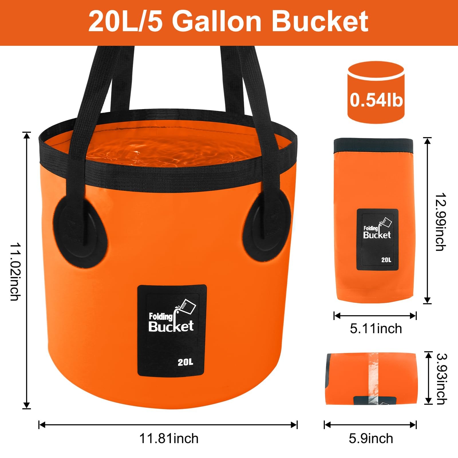 5 Gallon Bucket, Collapsible Bucket with Handle for Outdoor Beach Fishing Gar…