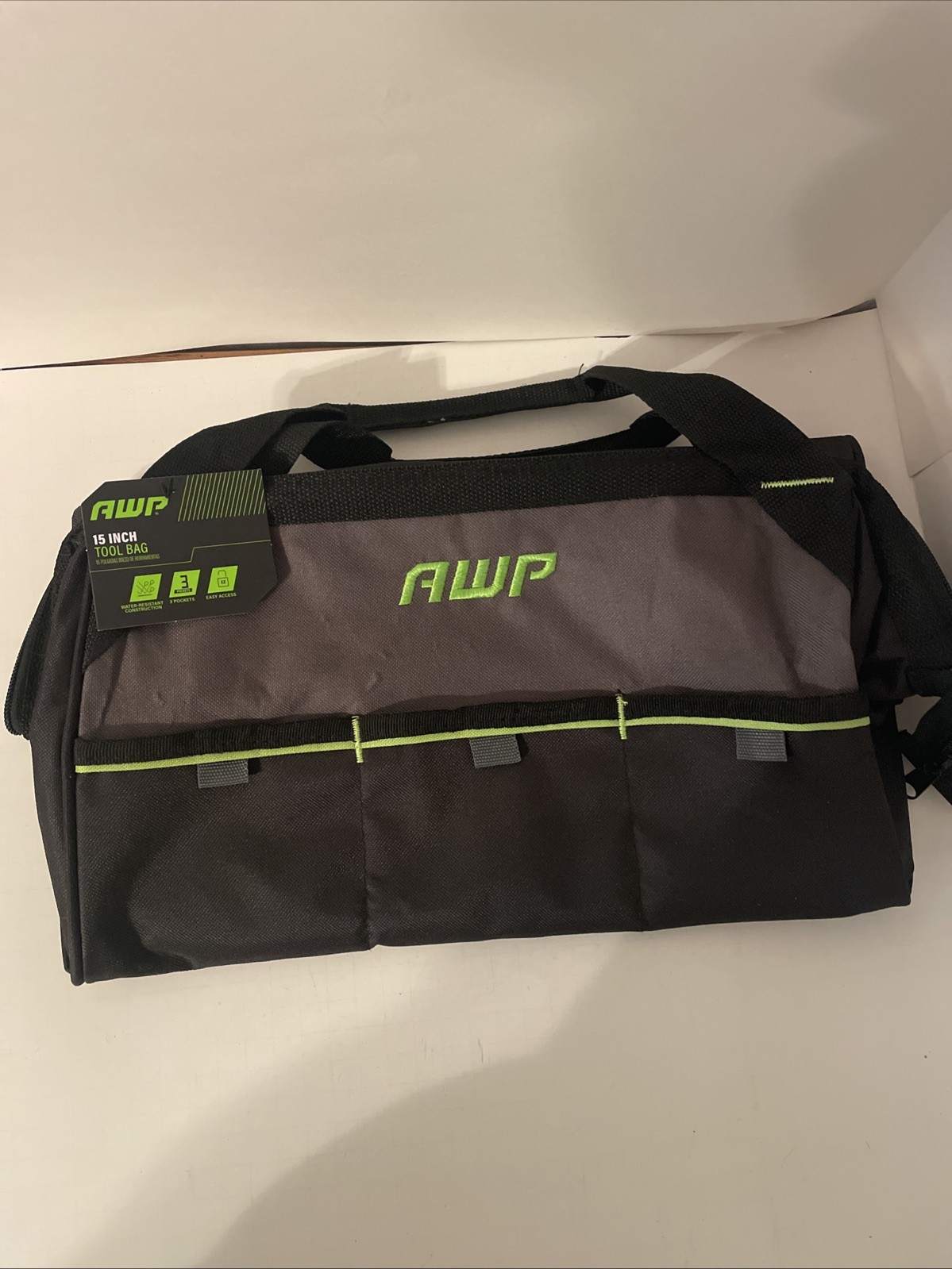 15 Inch AWP Black Portable Tool Bag Heavy Duty Organizer for Jobsite Tools – NEW