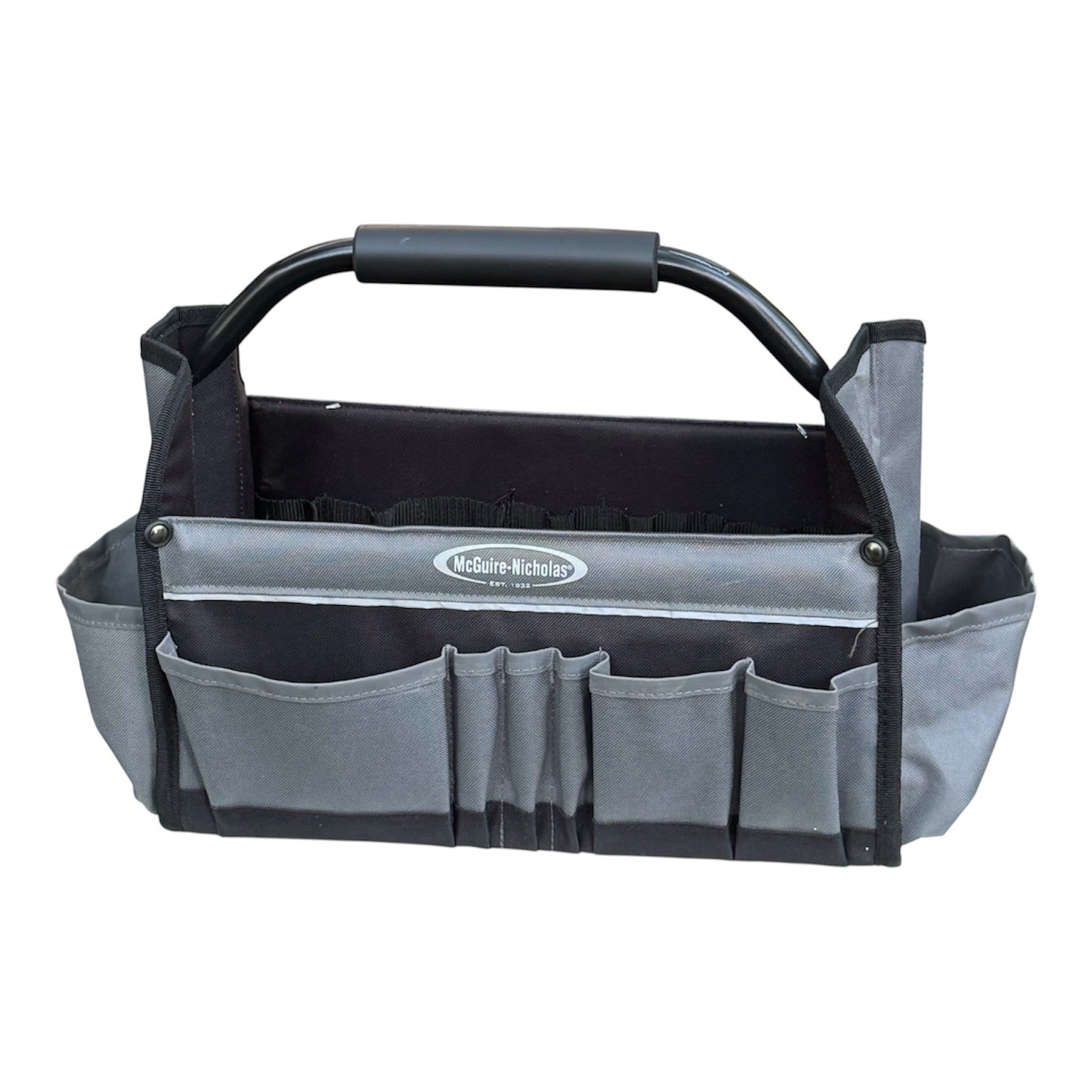 McGuire-Nicholas 15” Black Gray Fabric Tool Tote With Handle Multiple Pockets