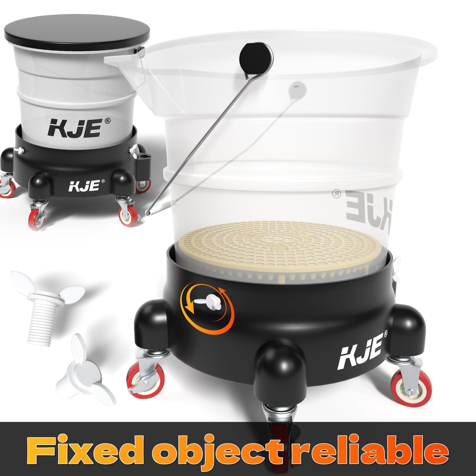 Bucket Dolly with Wheels, 360° Rolling Car Wash Buckets Dolly for Detailing, …