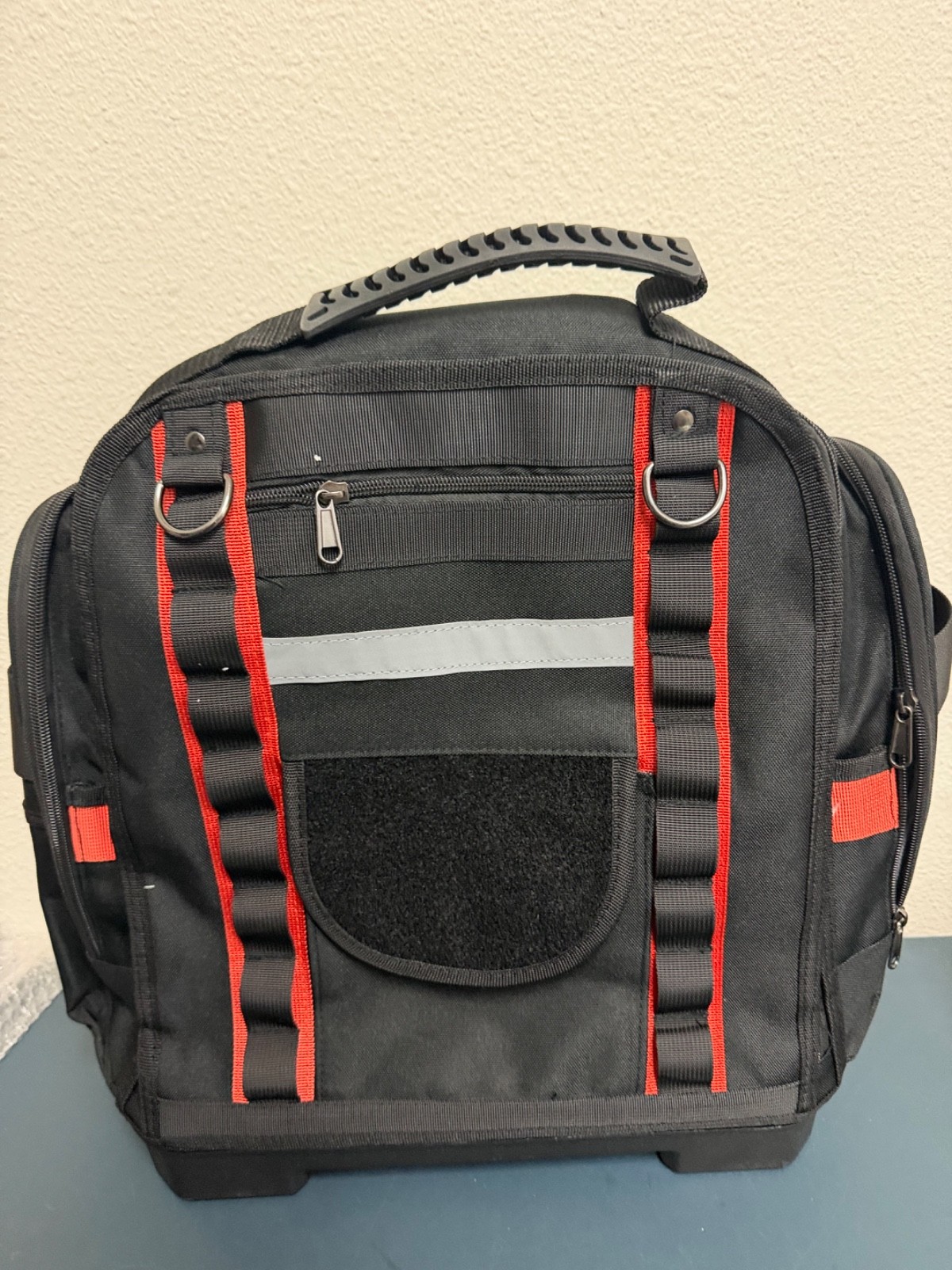 Large Rolling Tool Backpack with Wheels Multi-Pocket Tool Storage Bag