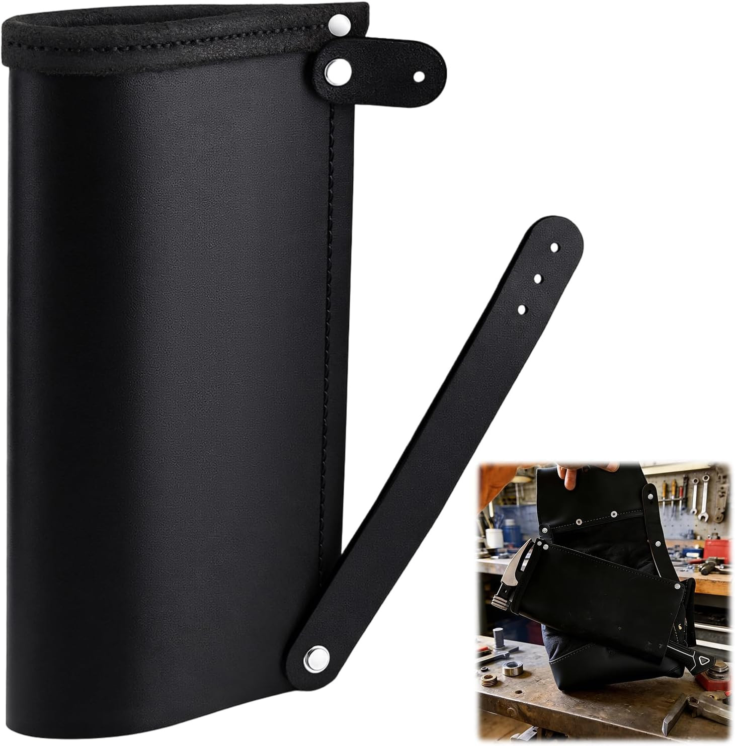 Leather Hammer Sleeve Kit, 10 x 5 Inch Adjustable Hammer Holster Holder for Tool