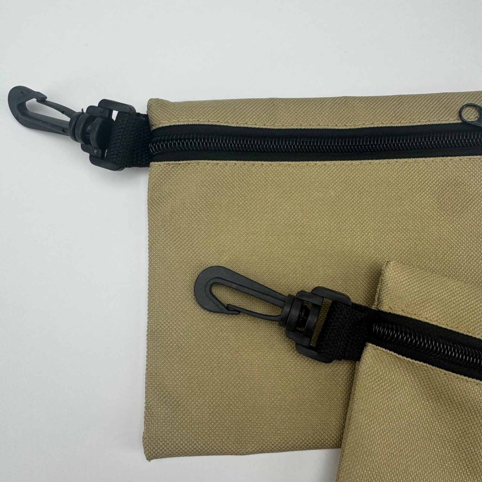 Canvas Utility Zipper Pouch Lot 3 Olive Green Tool Gear Storage Clip Bags