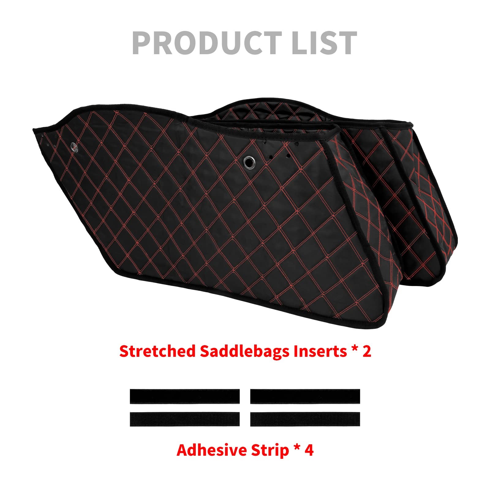 Saddlebag Liners Carpet Insert with Red Stitching for Non-Stretched Non-Taper…