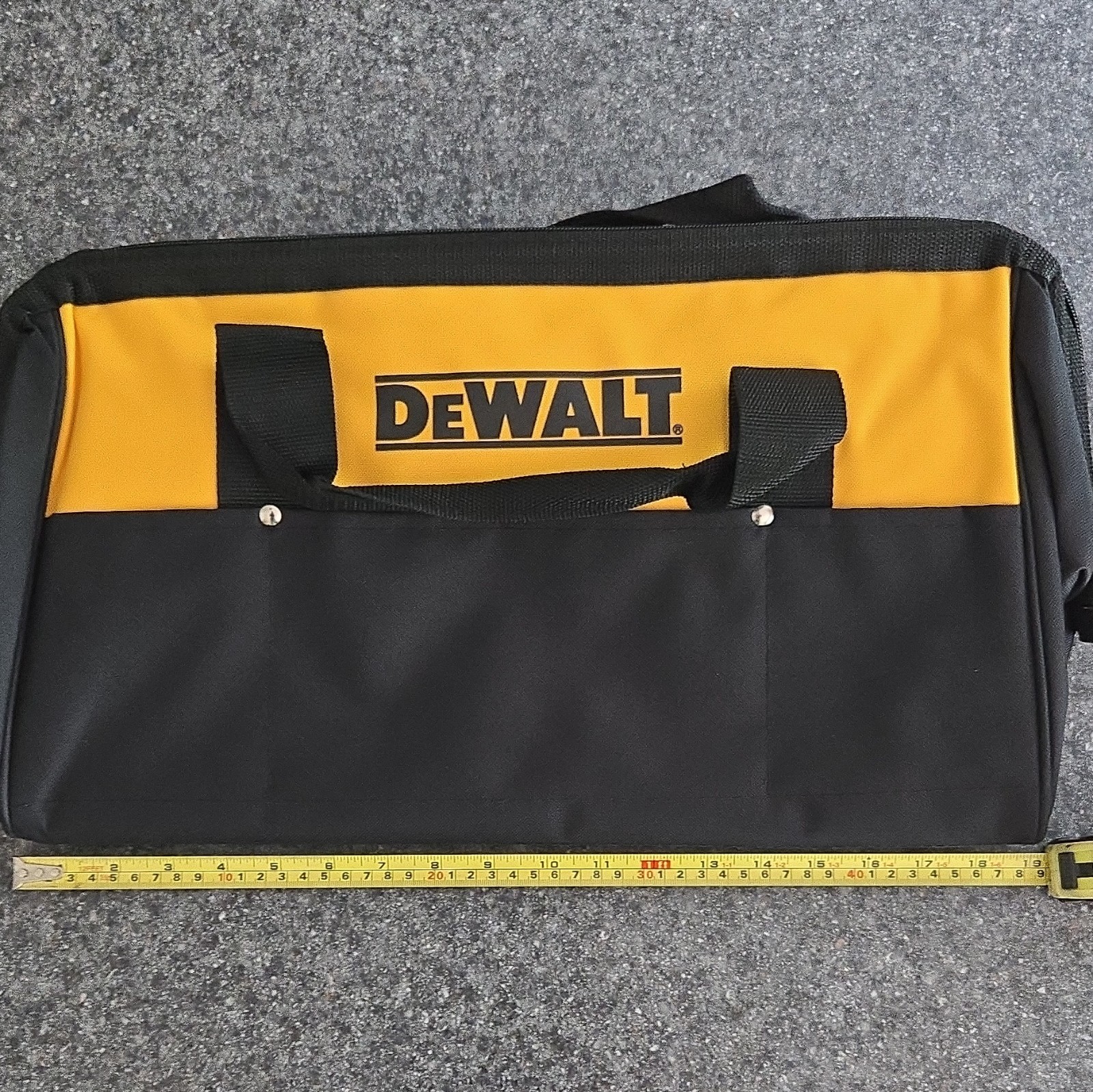 DEWALT Tool Bag Nylon Black/Yellow Zipper Closure With Handles 19″x12″