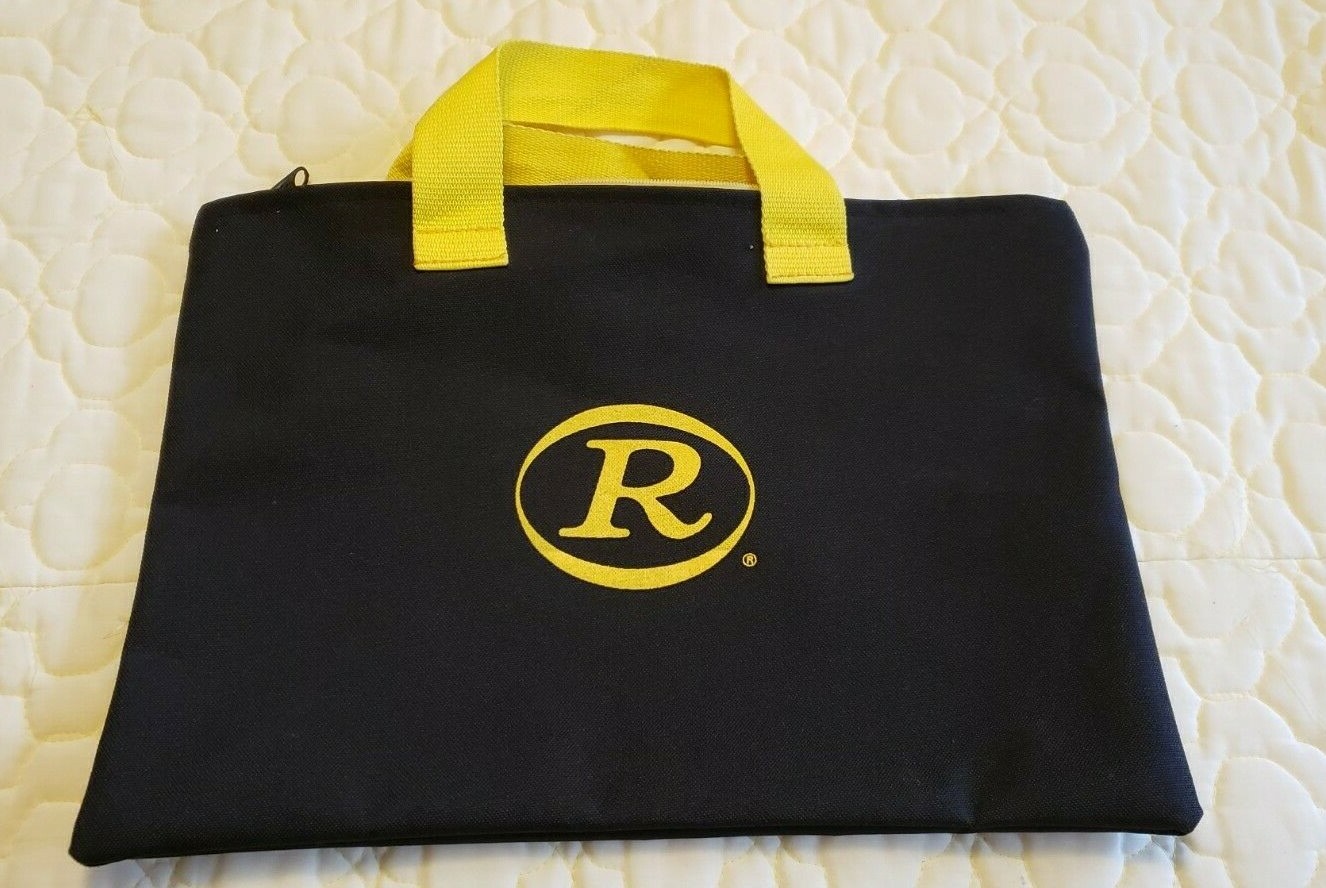 Black Nylon Contractor Tool Bag, Zipper Closure, Carrying Handles, Rollins Logo