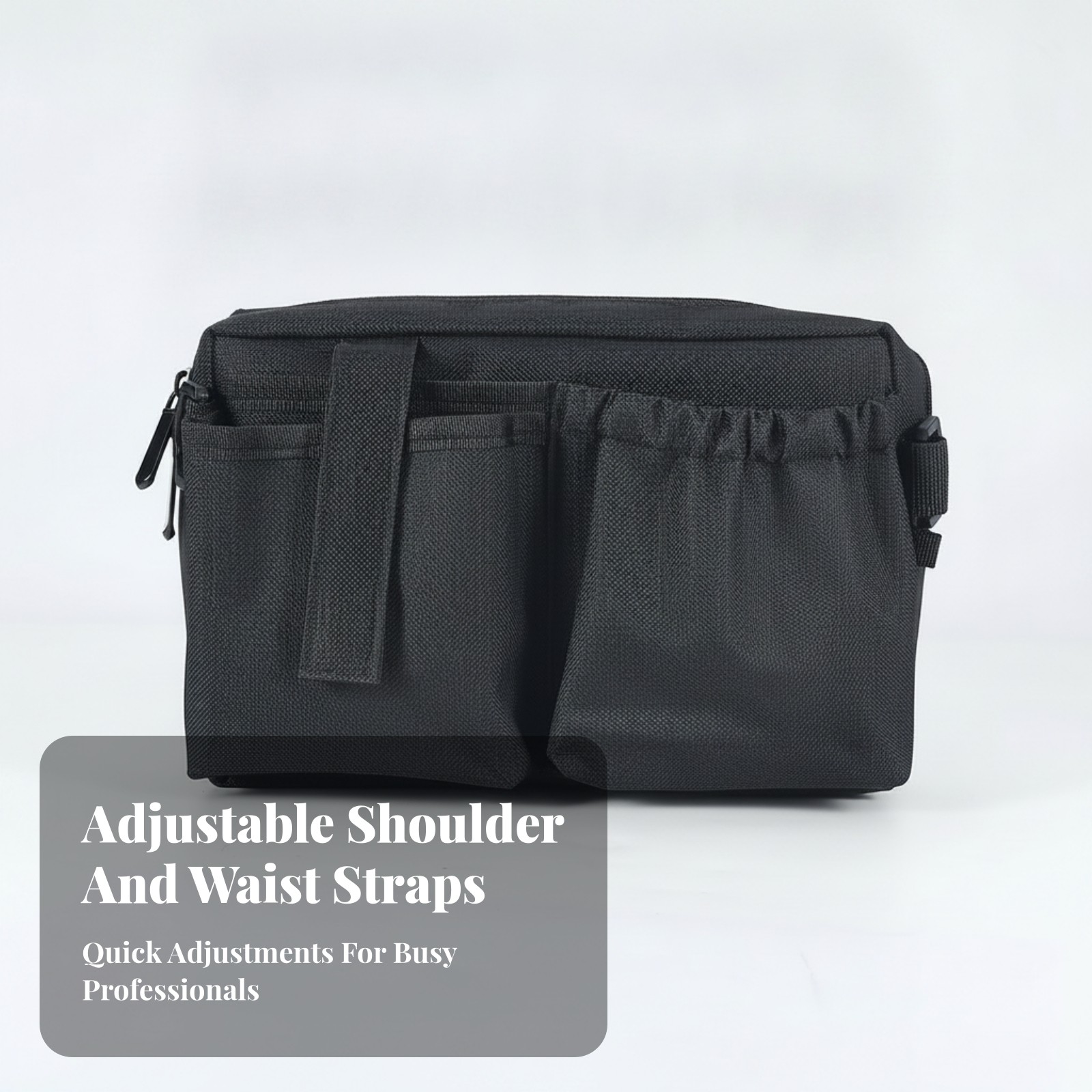Zippered Tool Waist Bag Two Front Pockets Waist Tool Bag Textured Woven