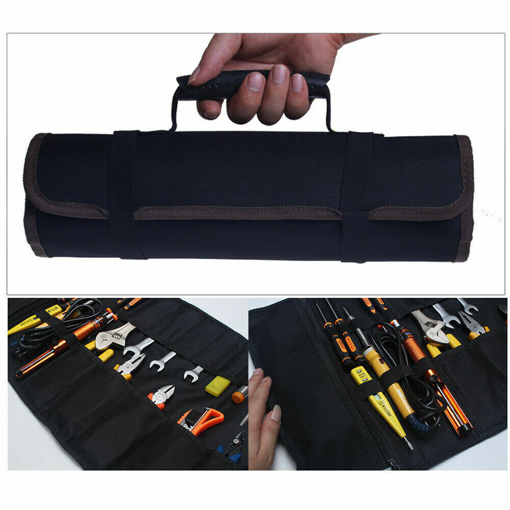 Electrician Tool Pocket Bag Roll Up Storage Organizer Bags Canvas Chisel Toolkit