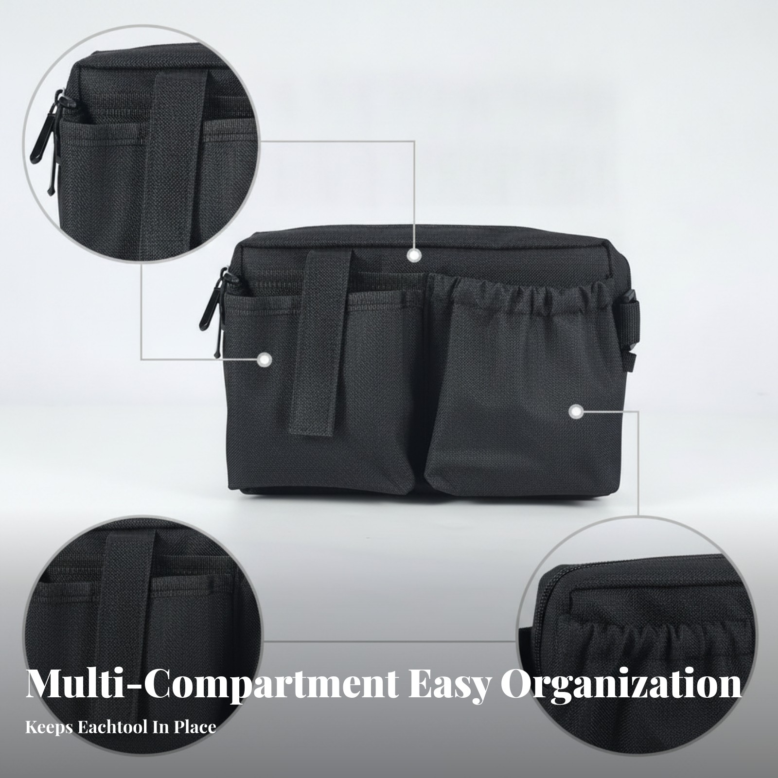 Zippered Tool Waist Bag Compact Adjustable Strap Waist Tool Bag