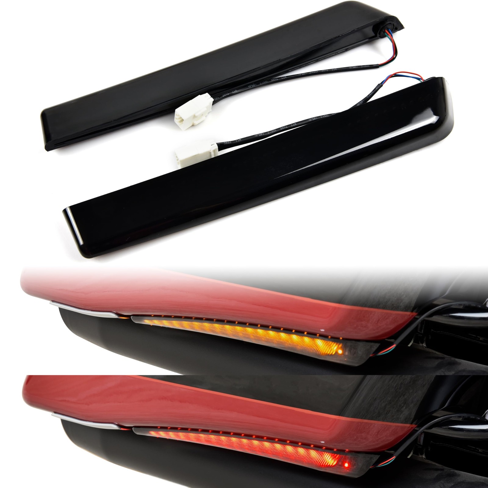 LED Saddlebag Side Marker Lights Kit, Smoked Lens Extend Rear Saddlebag Brake Tu