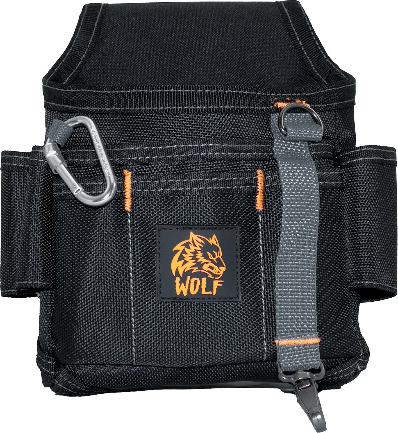 Wolf 13-Pocket Tool Pouch, Heavy-Duty Ballistic Nylon, Clip & Belt Loop, Black