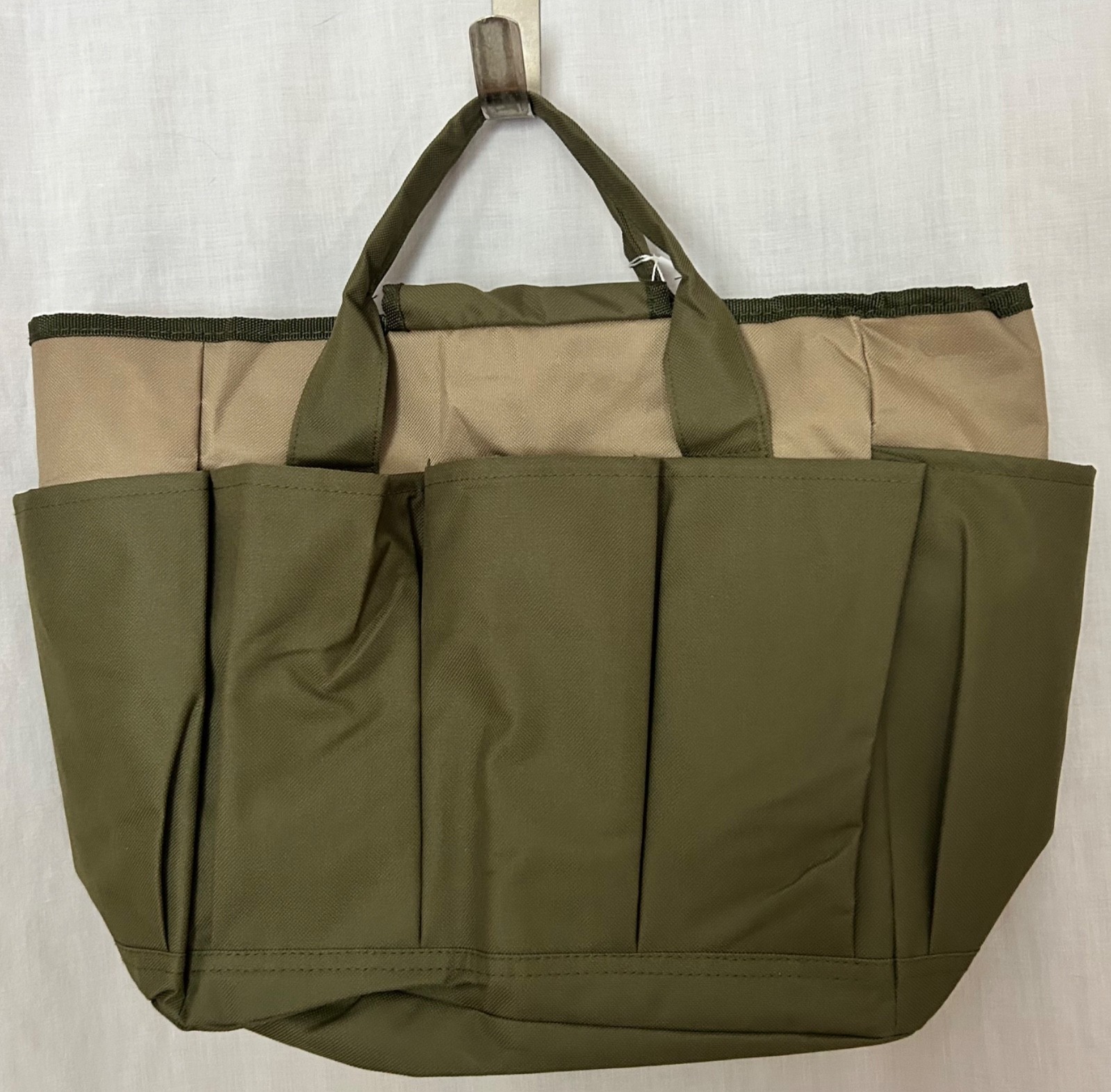 Green Canvas Garden Tool Bag Organizer Tote GERYMU with 8 Pockets w/ many uses!