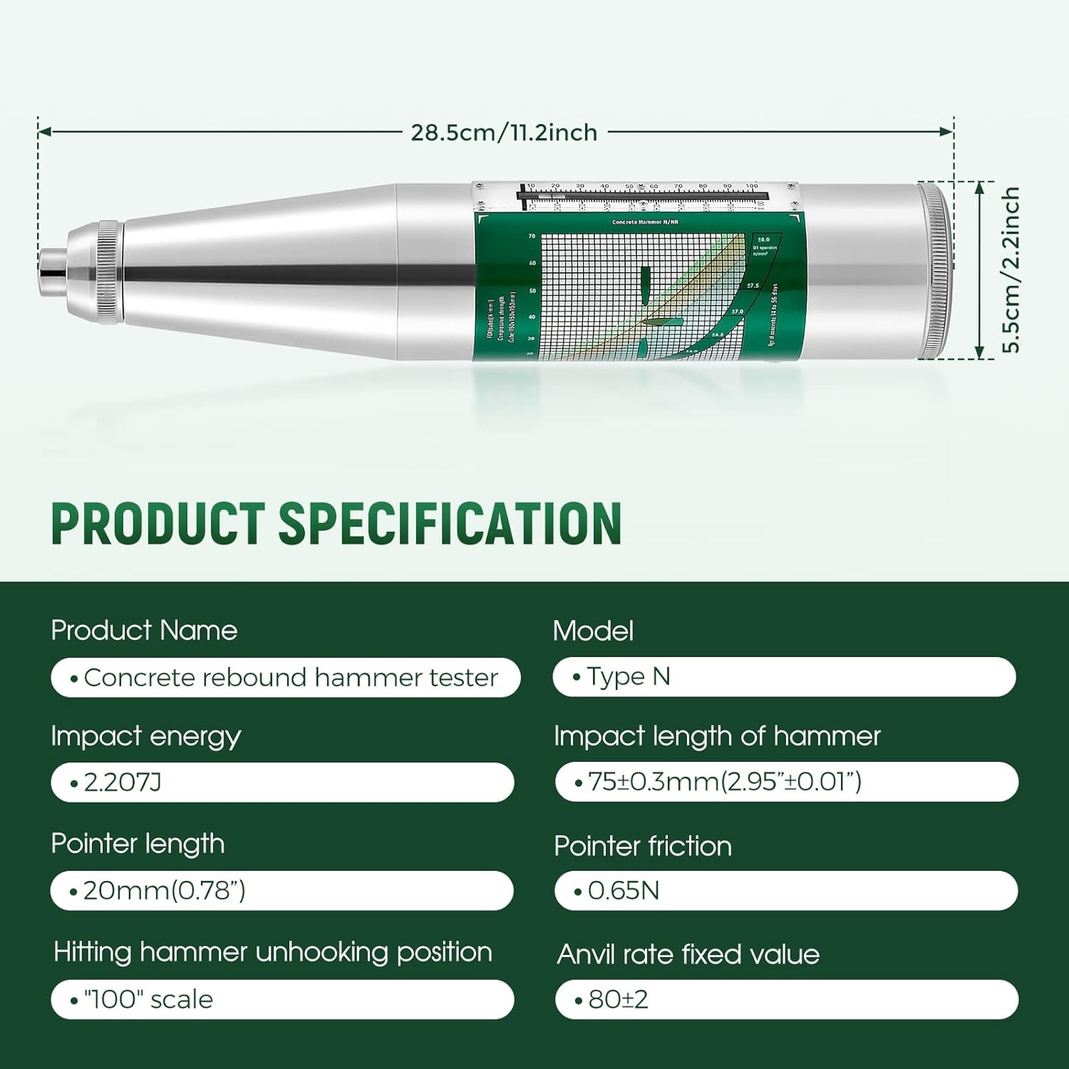 Antstone Concrete Rebound Hammer Tester Schmidt Hammer Mechanical Strength Resil