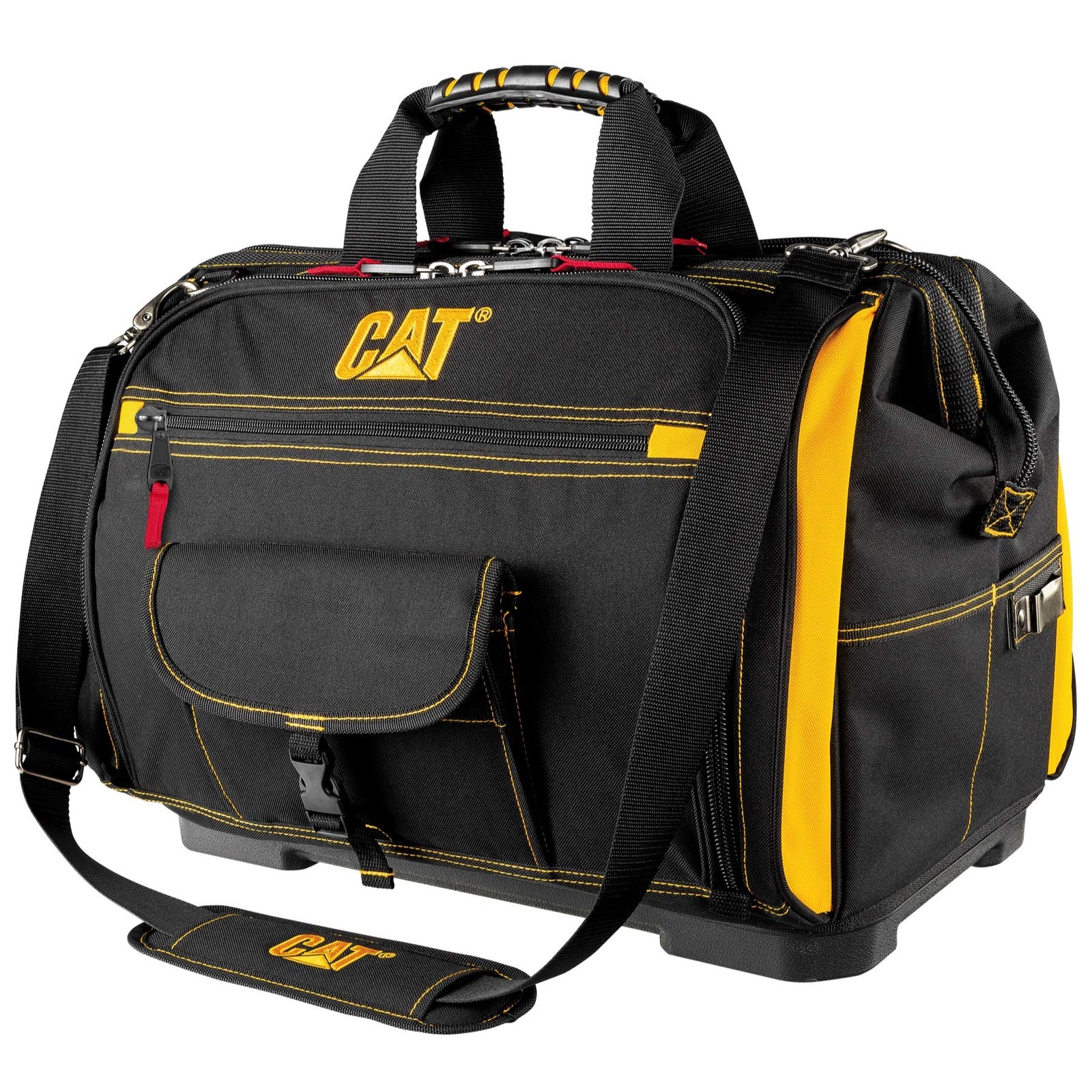 18-Inch Pro Tool Bag with 56 Pockets, Wide Mouth Opening, Molded Base, Hi-Vis…
