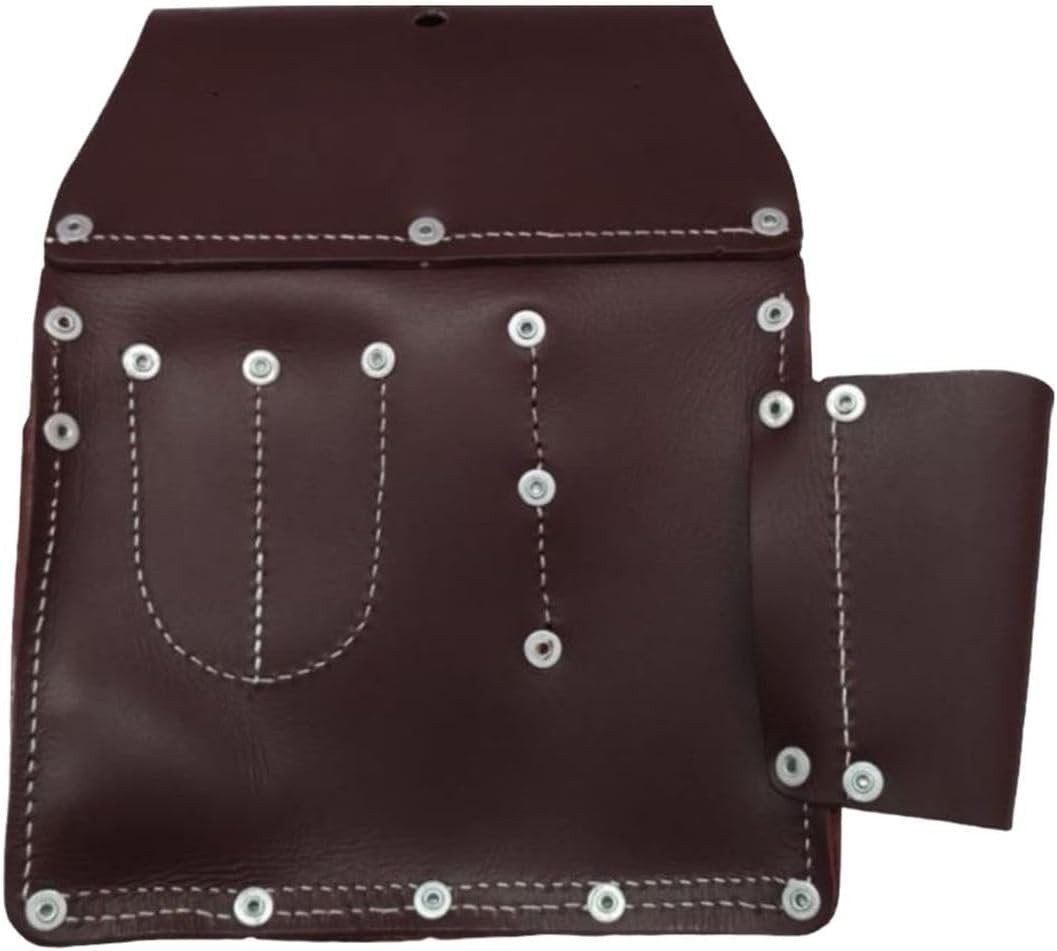 11 Pocket Pro Leather Drywall Pouch Professional Grade Tool Bag Cherry Finish