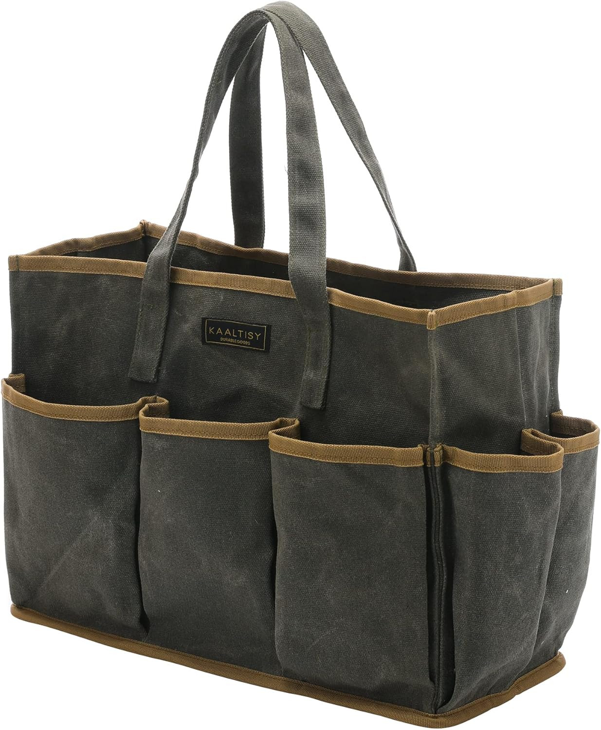 Tool Tote Bag, Heavy Duty 16oz Waxed Canvas Garden Tool Bag | Portable 11-Pocket