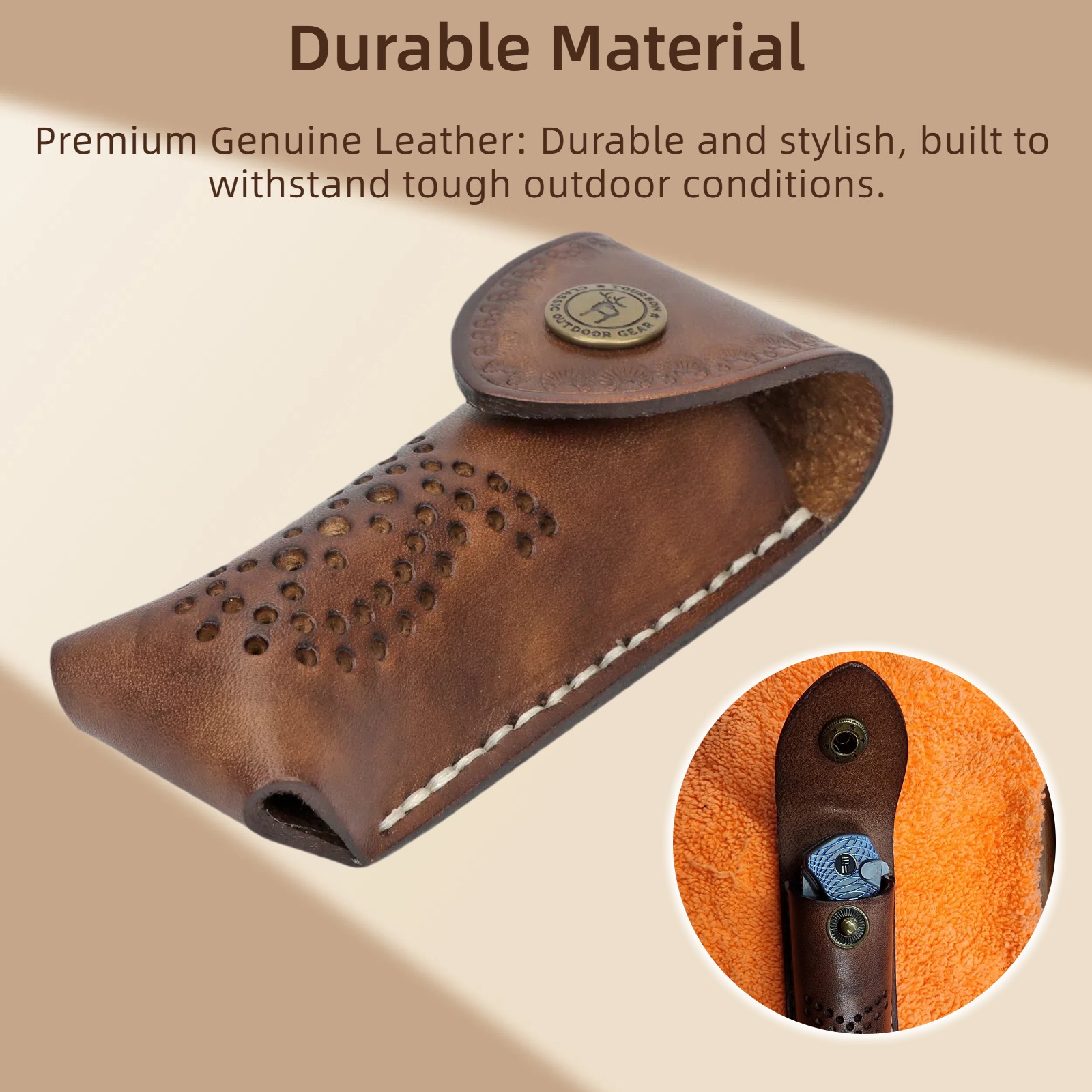 Leather Pocket Knife Sheath For Trapper Folding Blade Knives Case Belt Pouch