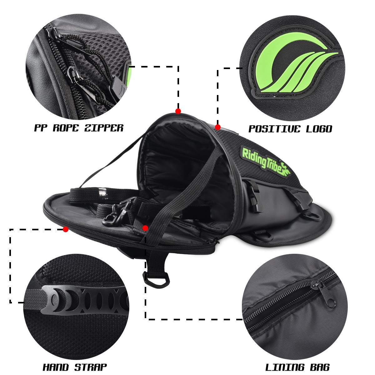 Motorcycle Backseat Tank Bag Multifunctional Waterproof PU Leather Storage Sa…