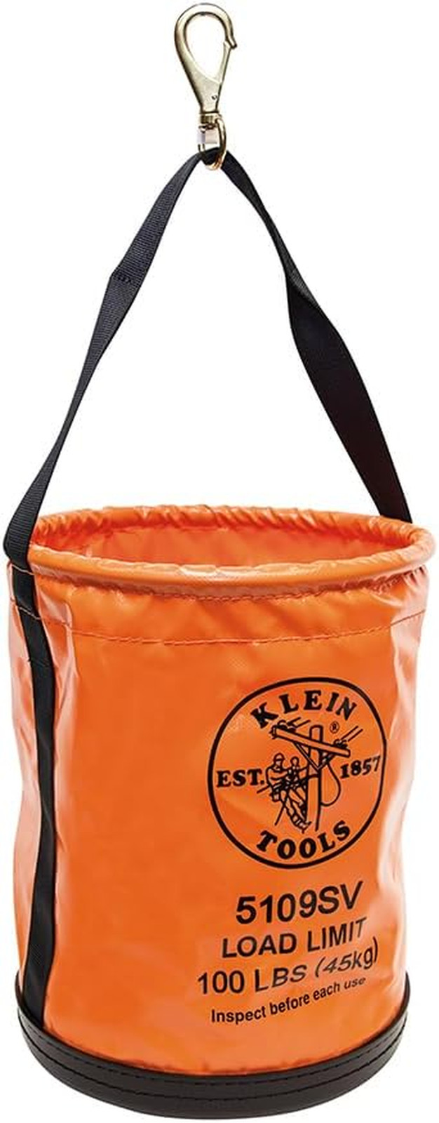 Klein Tools 5109SV Tool Bucket, Vinyl Lineman Bucket with Swivel Snap and Web Ha