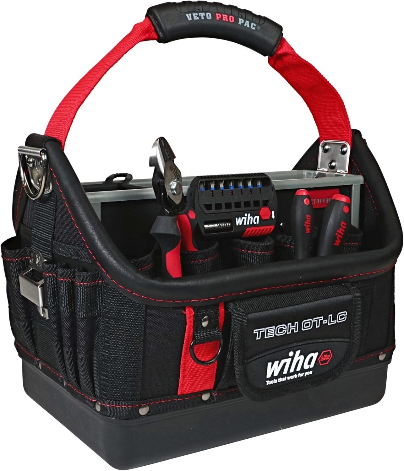 Wiha 91239 11 Piece Veto RedStripe TECH OT-LC Open Tote Tool Kit New